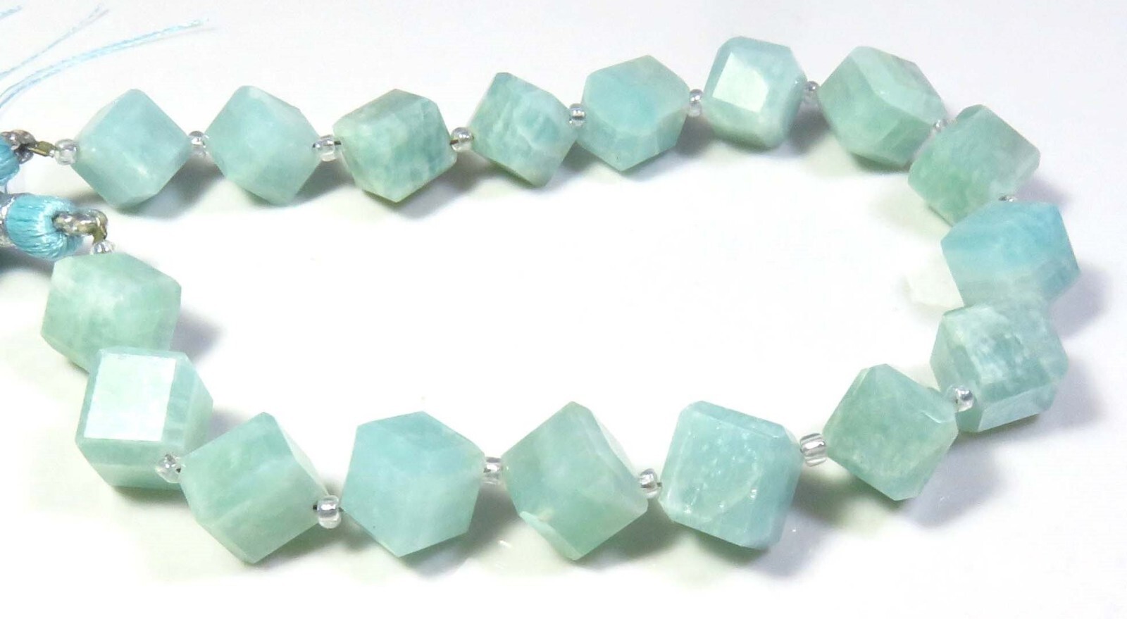 Natural Amazonite Faceted Gemstone Cube Beads 8.5-8.5mm 8″Strand 17Beads GV-3558