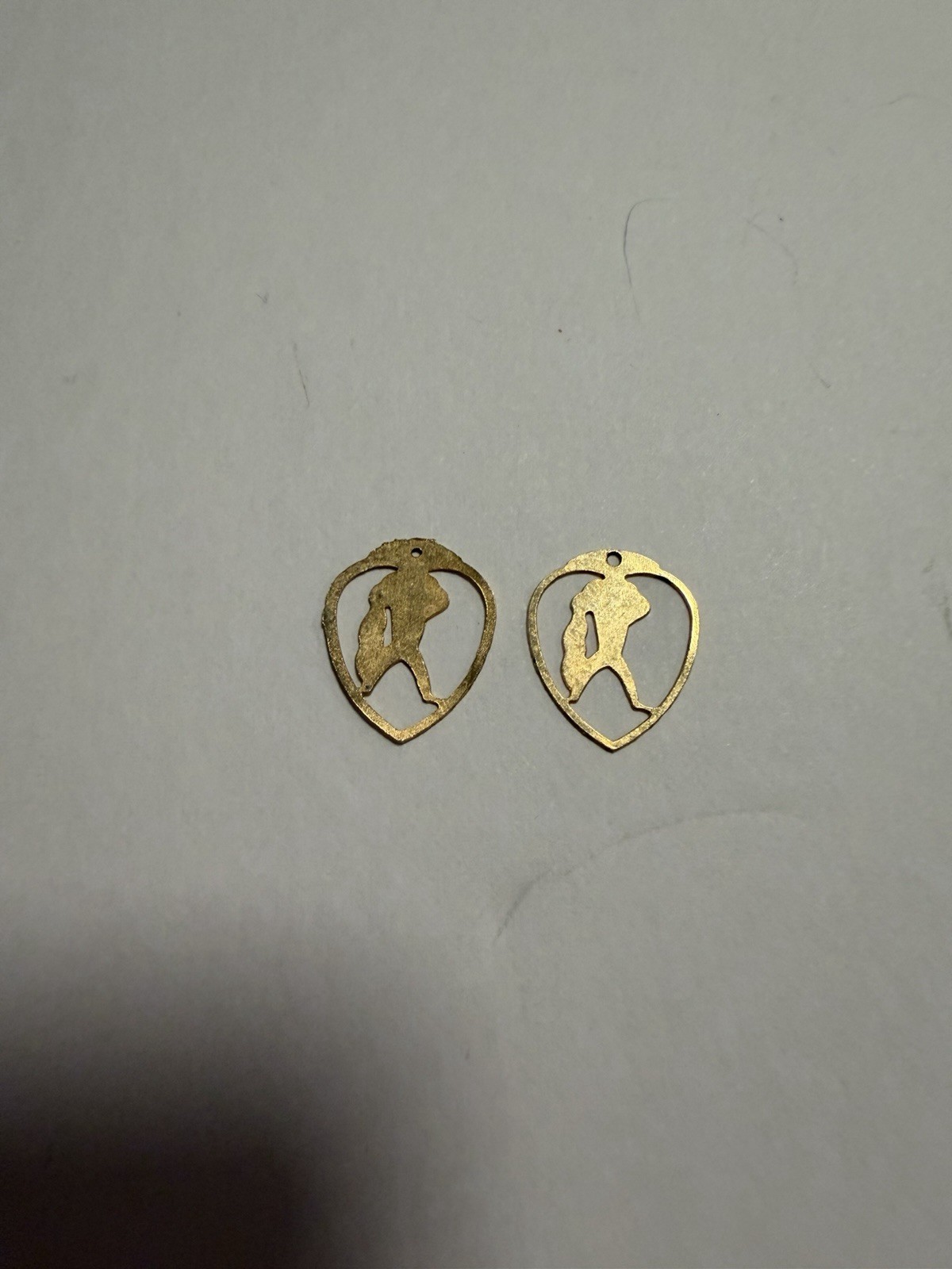 Vintage Zodiac Aquarius Sign Water Bearer Set Of 2 Charm Pendant Gold Tone