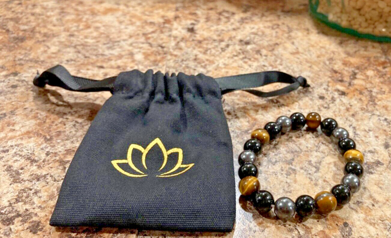 Buddha & Karma Triple Protection Bracelet Tiger’s Eye, Obsidian, Hematite Stone
