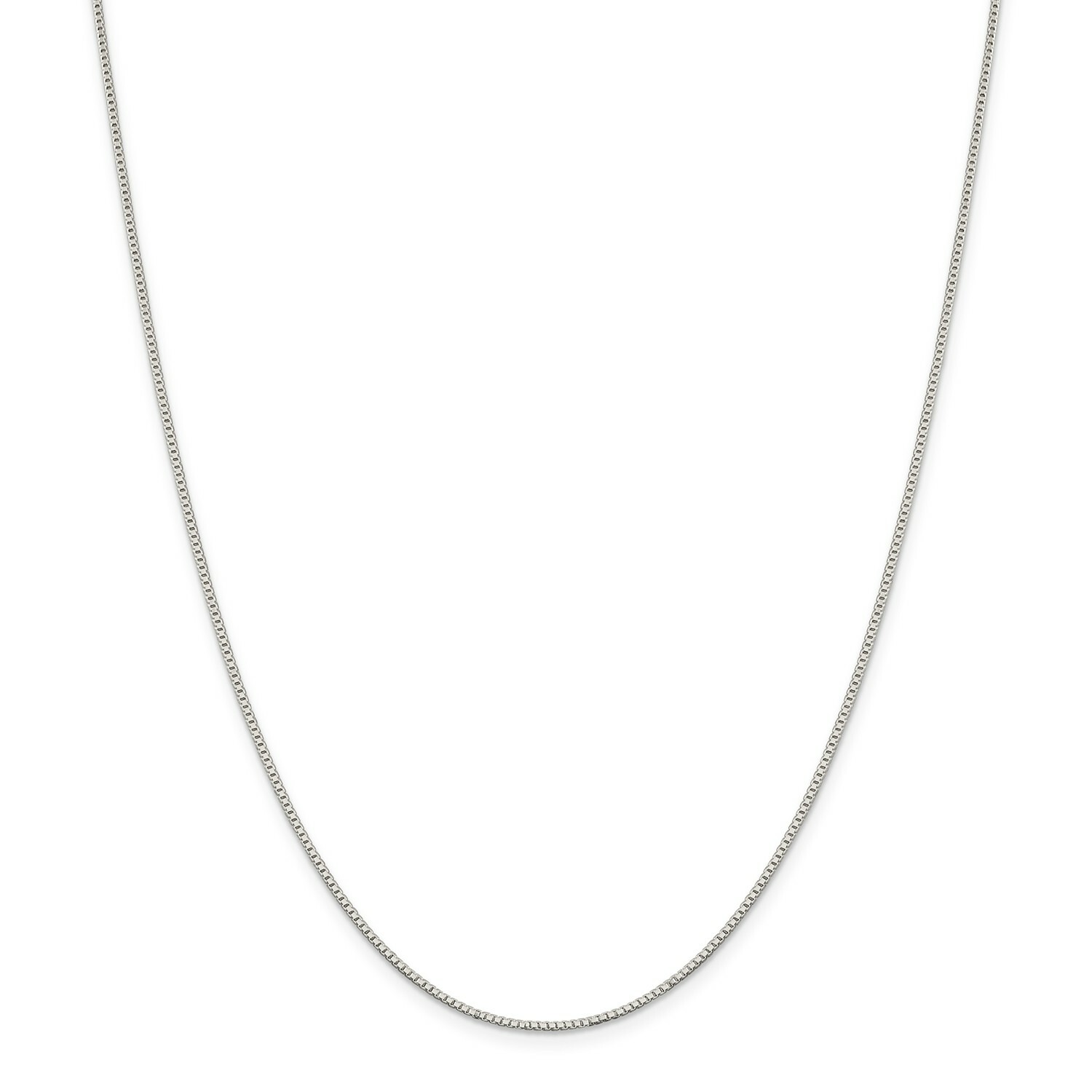 Sterling Silver Solid 1.10mm Plain Box Chain w/ Spring Ring Clasp 16″ – 36″