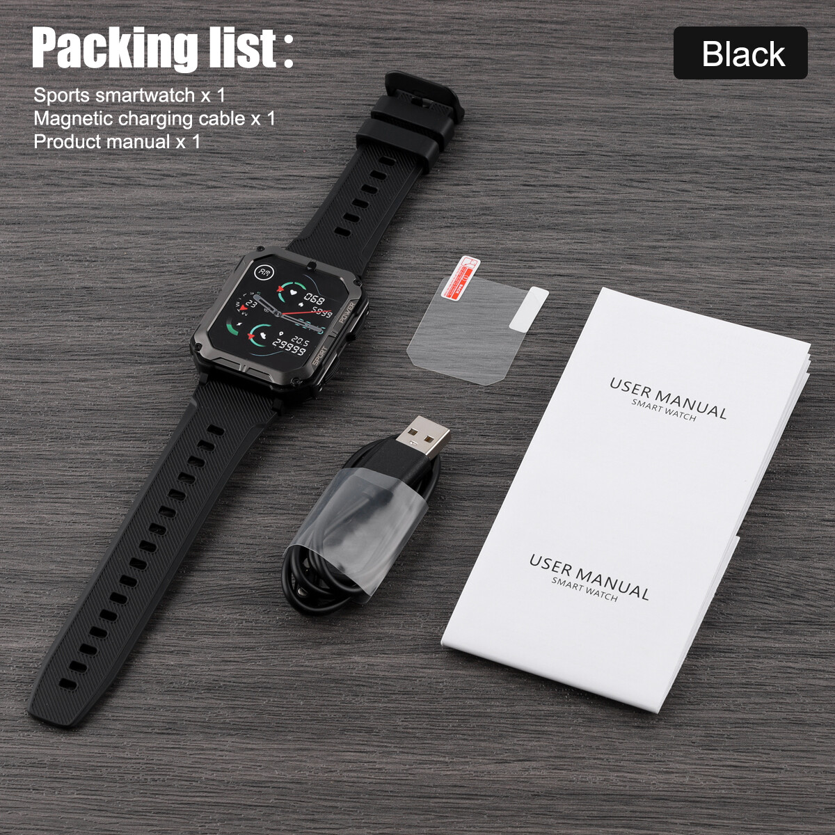 Smart Watch Military Tactical Sport Heart Rate Fitness Tracker Wristwatch-Men US