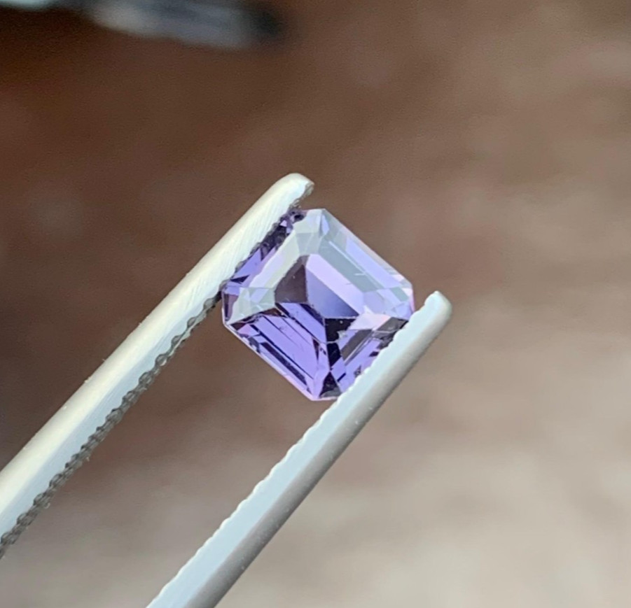 Asscher Cut Lavender Spinel 1.06ct – Natural Burma Loose Gemstone 6mm Purple Gem