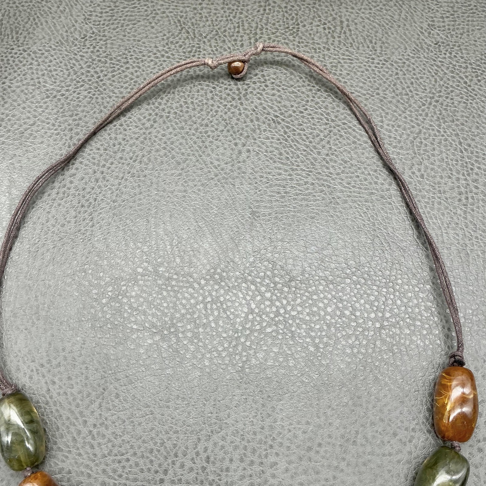 Necklace Chunky Faux Agate Gemstone Bead Brown Green White Black Womens Fashion