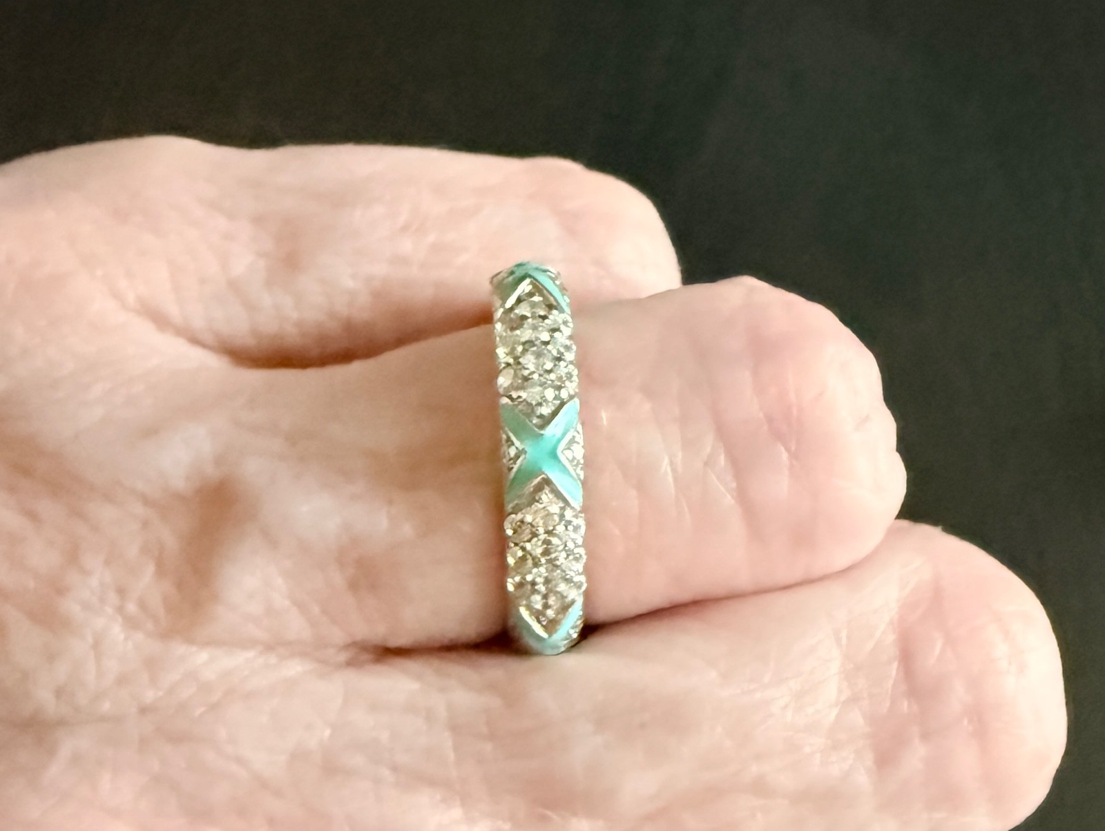 Hidalgo (Dark Blue Ring Only) Sterling, Enamel & CZ Stack/Band Ring Size 8