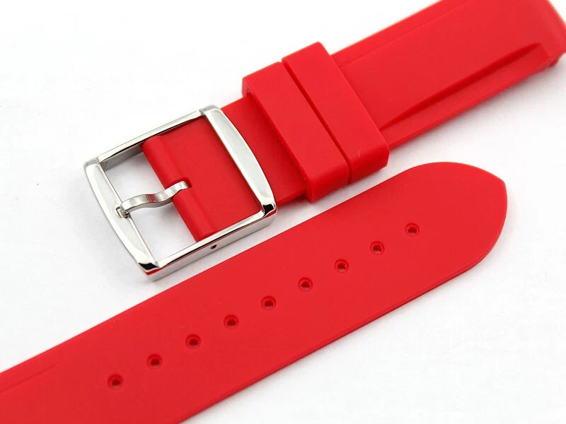 Red Silicone Strap 20mm Hypoallergenic Handle Accessories Spare Parts Watch Band New