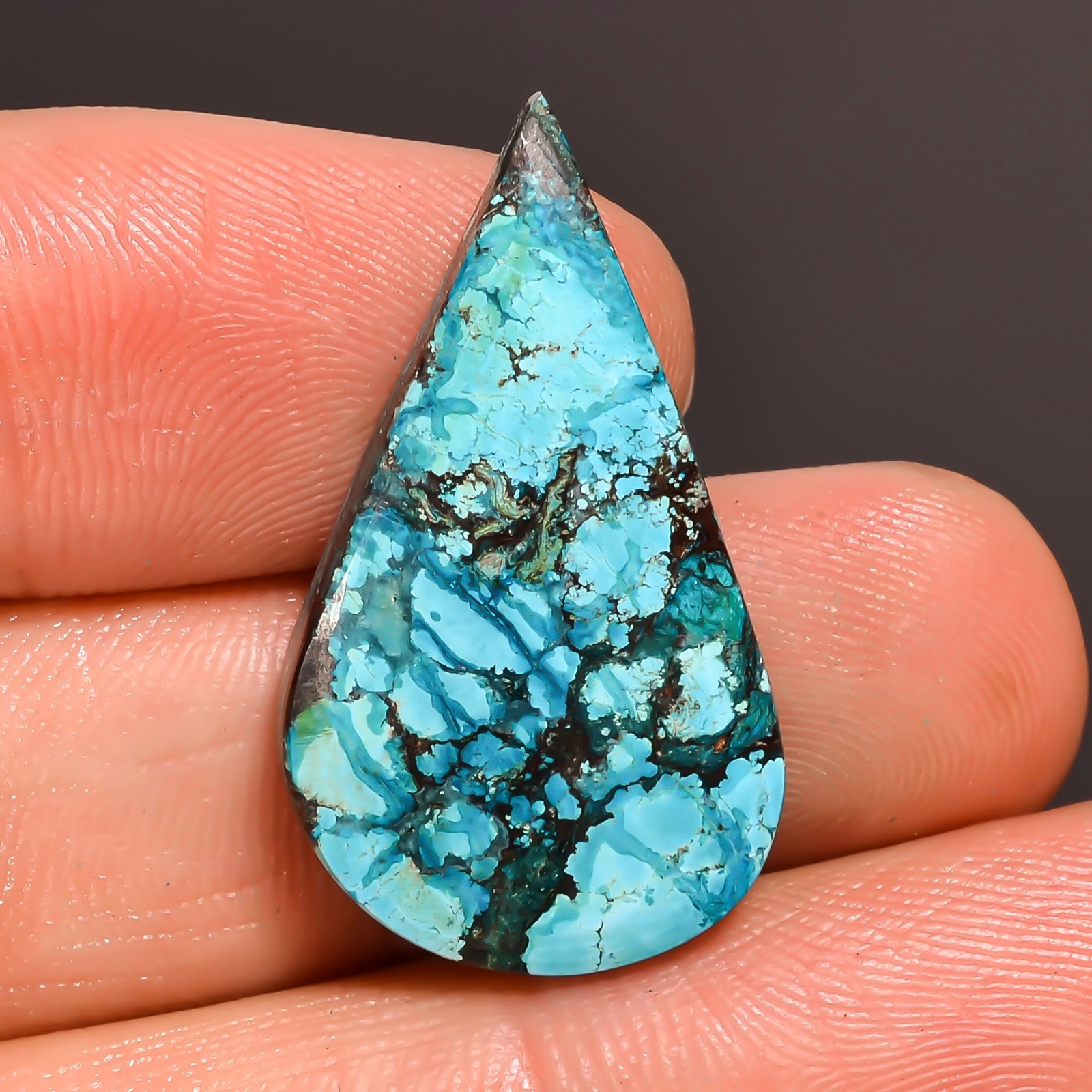 A++ Natural 15.00CT Tibet Turquoise Pear Shape Cabochon 16X28X4mm Tibet Gemstone