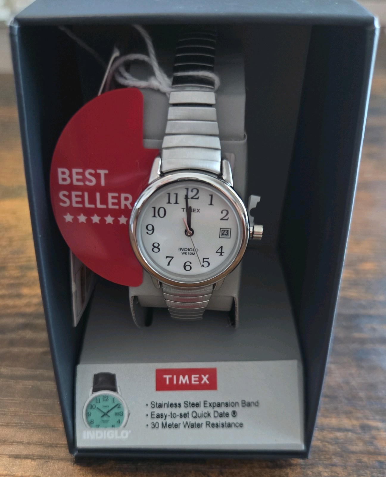 Timex Women’s T2H371 WX Easy Reader 25mm Expansion Band Watch Silver Tone