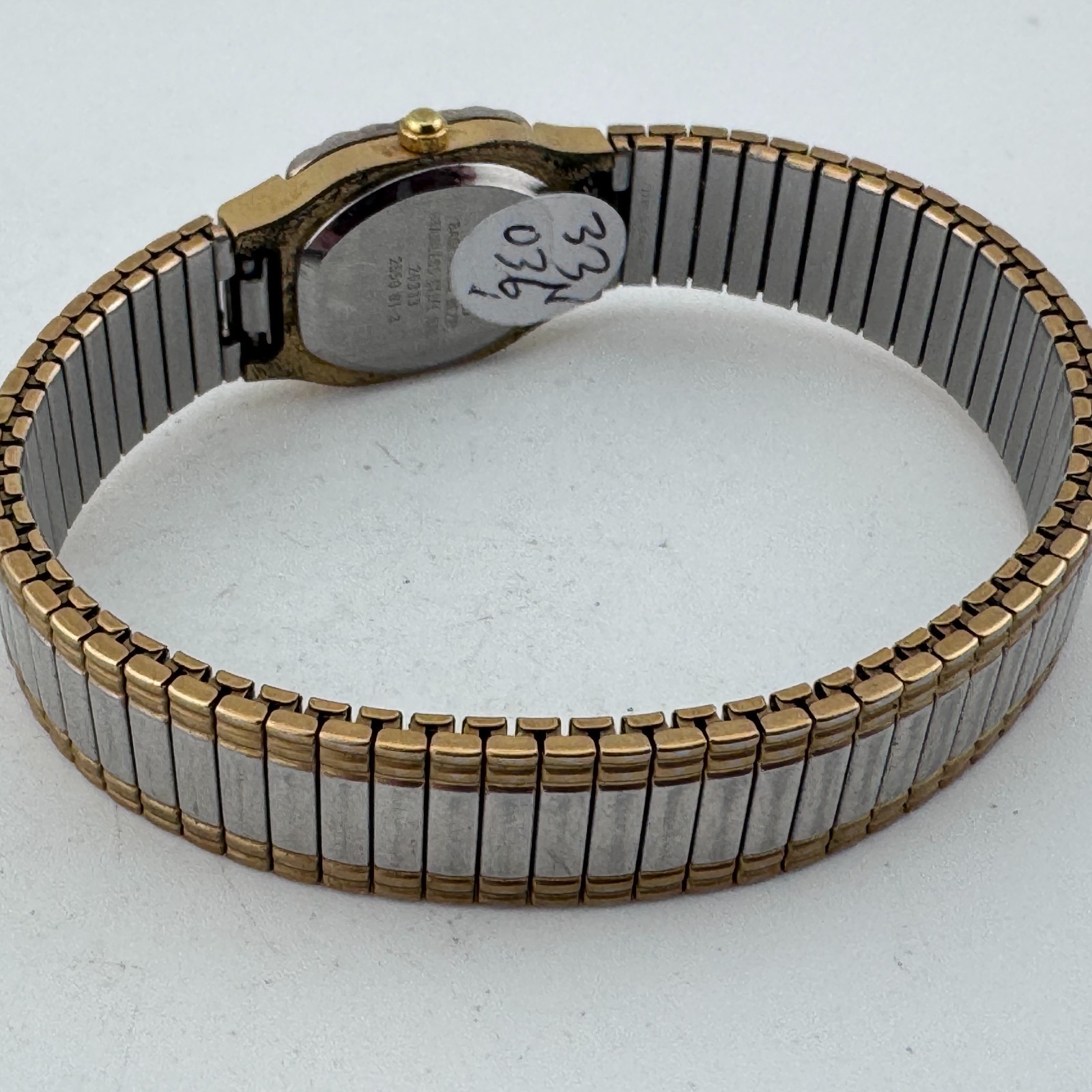 VTG Helbros Analog Quartz Watch Women Dual Tone Stretch Band ~For Parts Repair