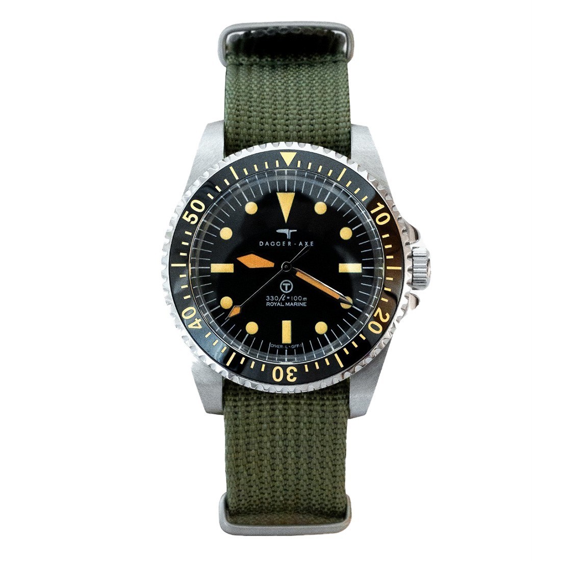Dagger Axe DG-T007S Automatic Black Steel Green Fabric Diver Men’s Watch