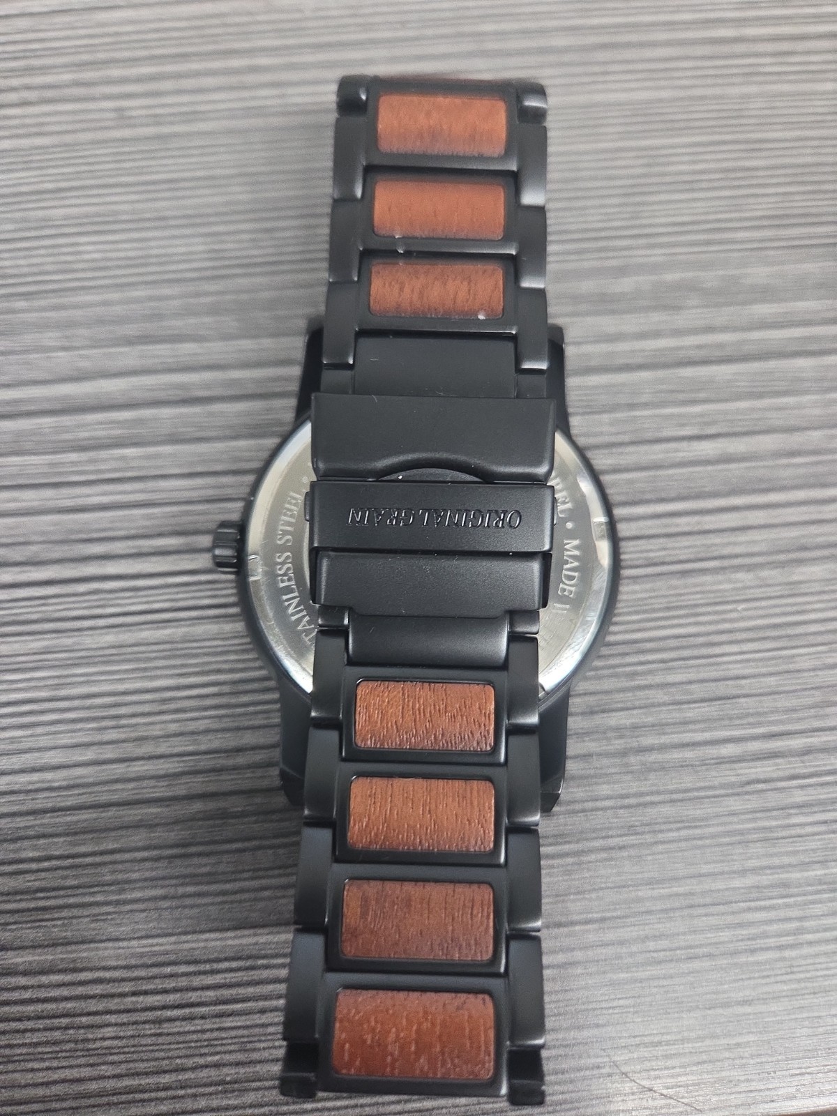 Original Grain Watch The Barrel Sapele Matte Black Steel OG-10-004 Men