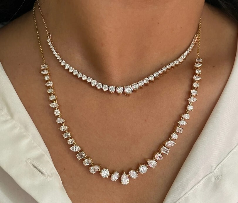 graduation Tennis Necklace 925 Sterling Silver Lab Created Moissanite necklace
