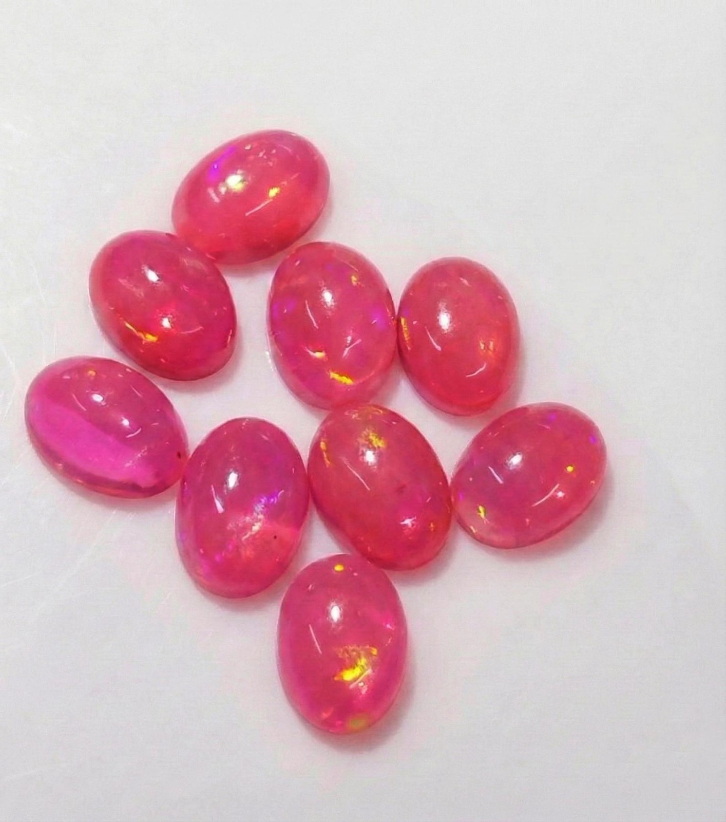 Natural Pink Ethopian Opal Oval Cabochon 3x5mm To 8x10mm Loose Gemstone