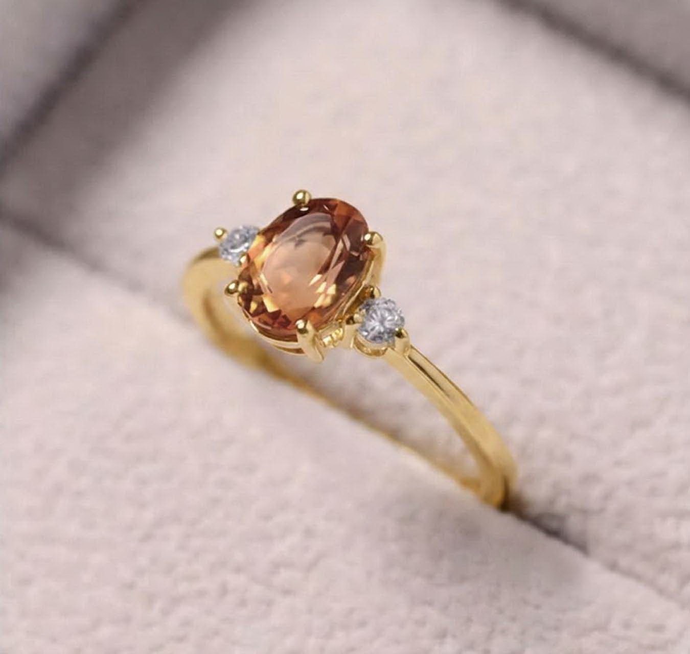Genuine Imperial Topaz Ring Silver Sterling Free Resize Ring Size 7 Gold Plated
