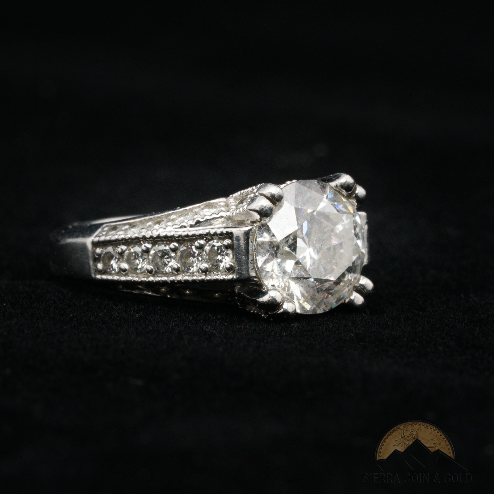 3.05ct Natural Diamond Ring Platinum F SI2 +1.13ctw Sides Size 5.5