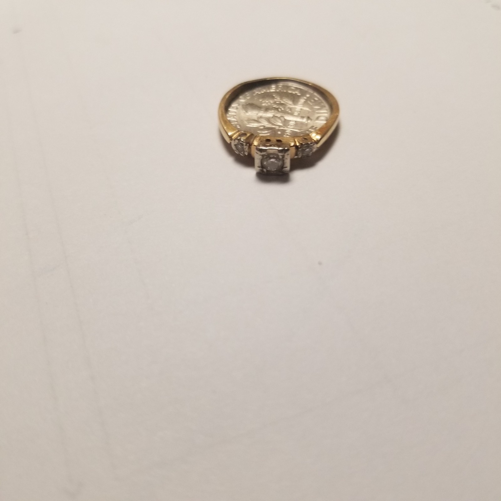 14K yellow gold 0.14ct G/SI round brilliant diamond sz 6.75
