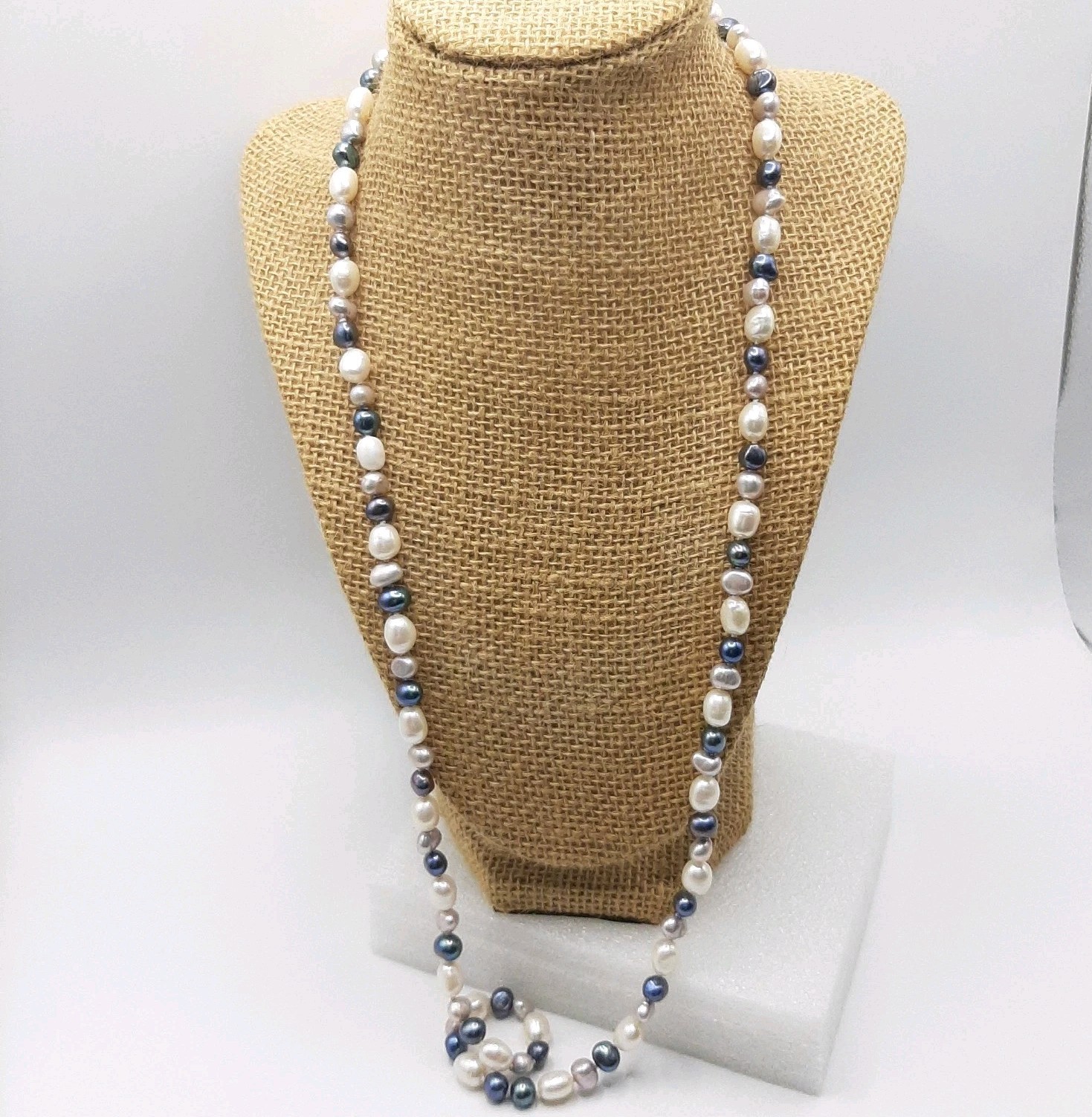 Natural Cultured Baroque Freshwater Pearl Vintage Hand Knotted Necklace 30″