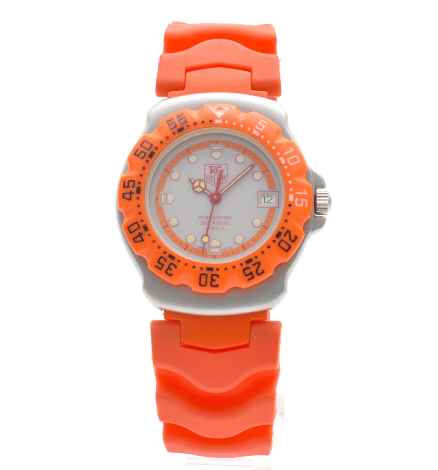 Vintage TAG Heuer 373.513 Formula 1 Orange gray Dial 7J Quartz Men’s Watch JAPAN