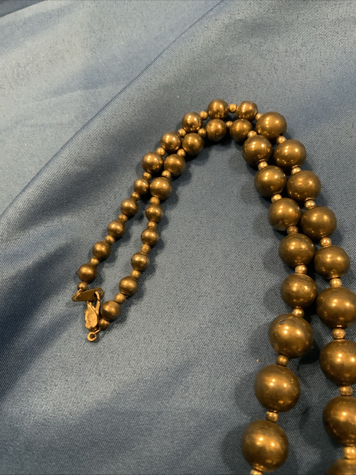Vintage 1970s Korea 17.75mm Silvertone Balls Beaded Single Strand 24 ” Necklace