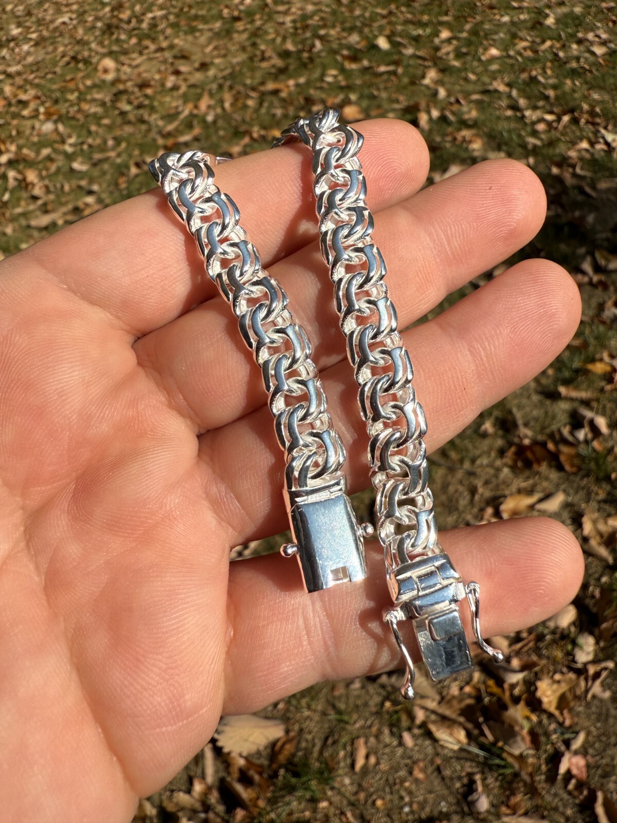 Real 925 Sterling Silver Handmade 9mm Cuban-Byzantine Chainmaille Chain Necklace