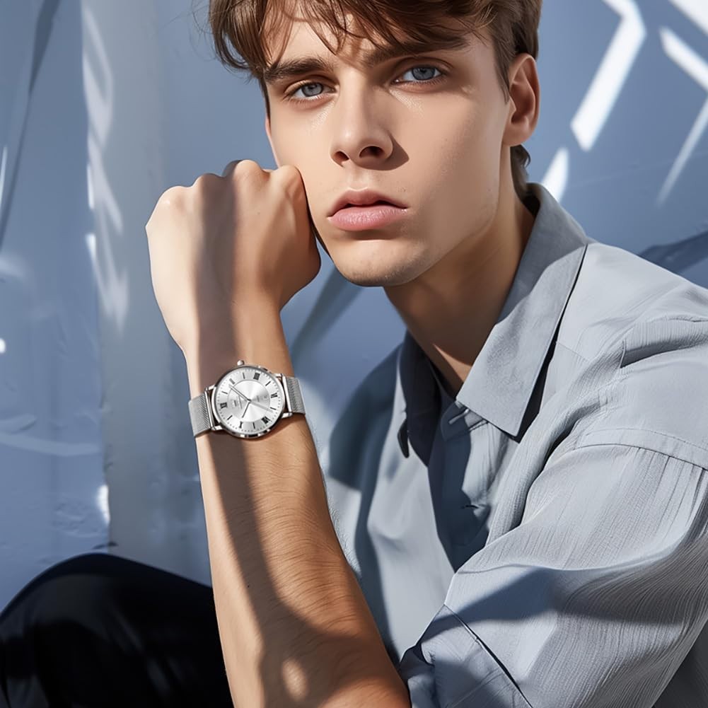 Stainless Steel Men’s Quartz Watch with Day-Date – Casual & Business Style