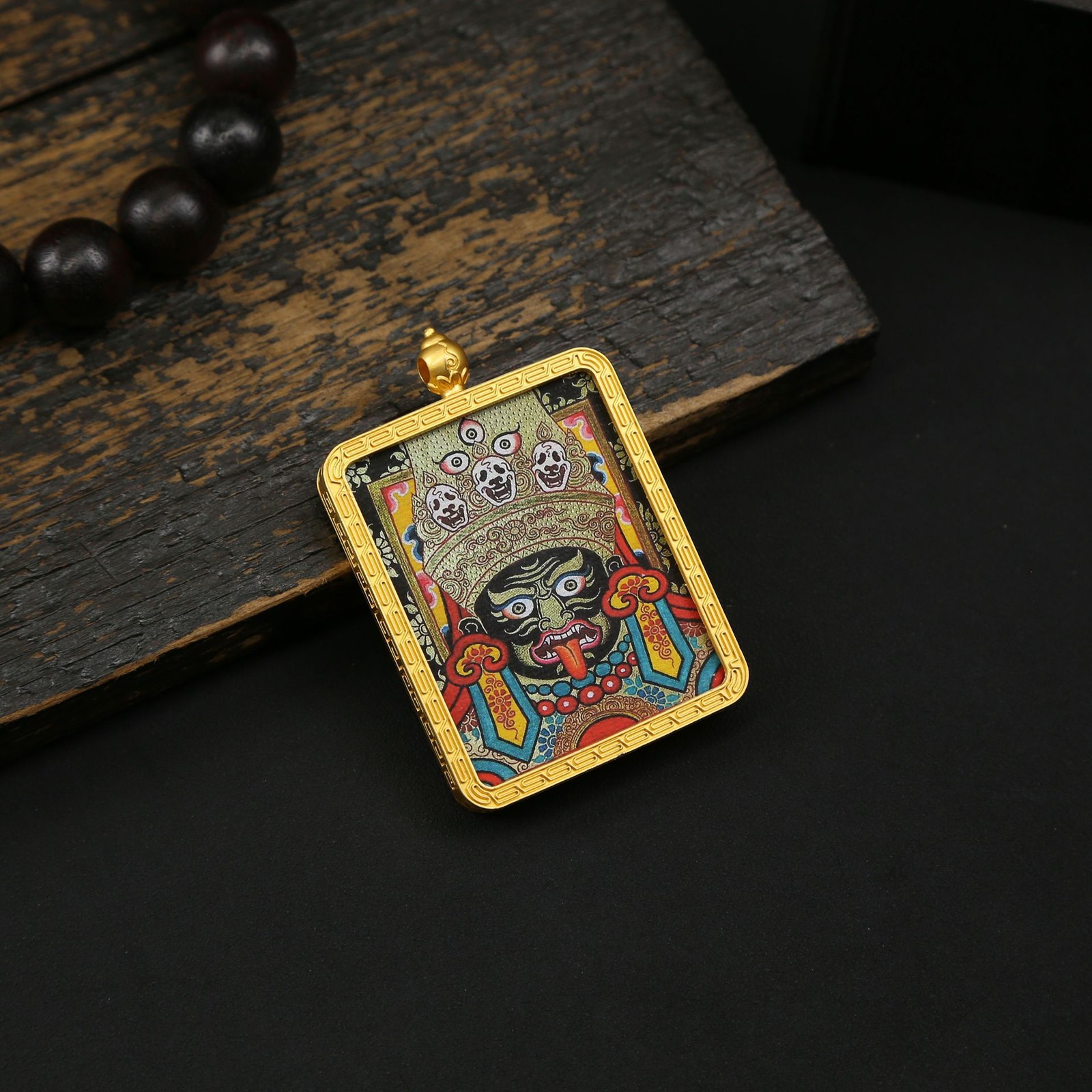 Tibetan Thangka Past Life and Present Life Zakiram Buddha Card Pendant Amulet