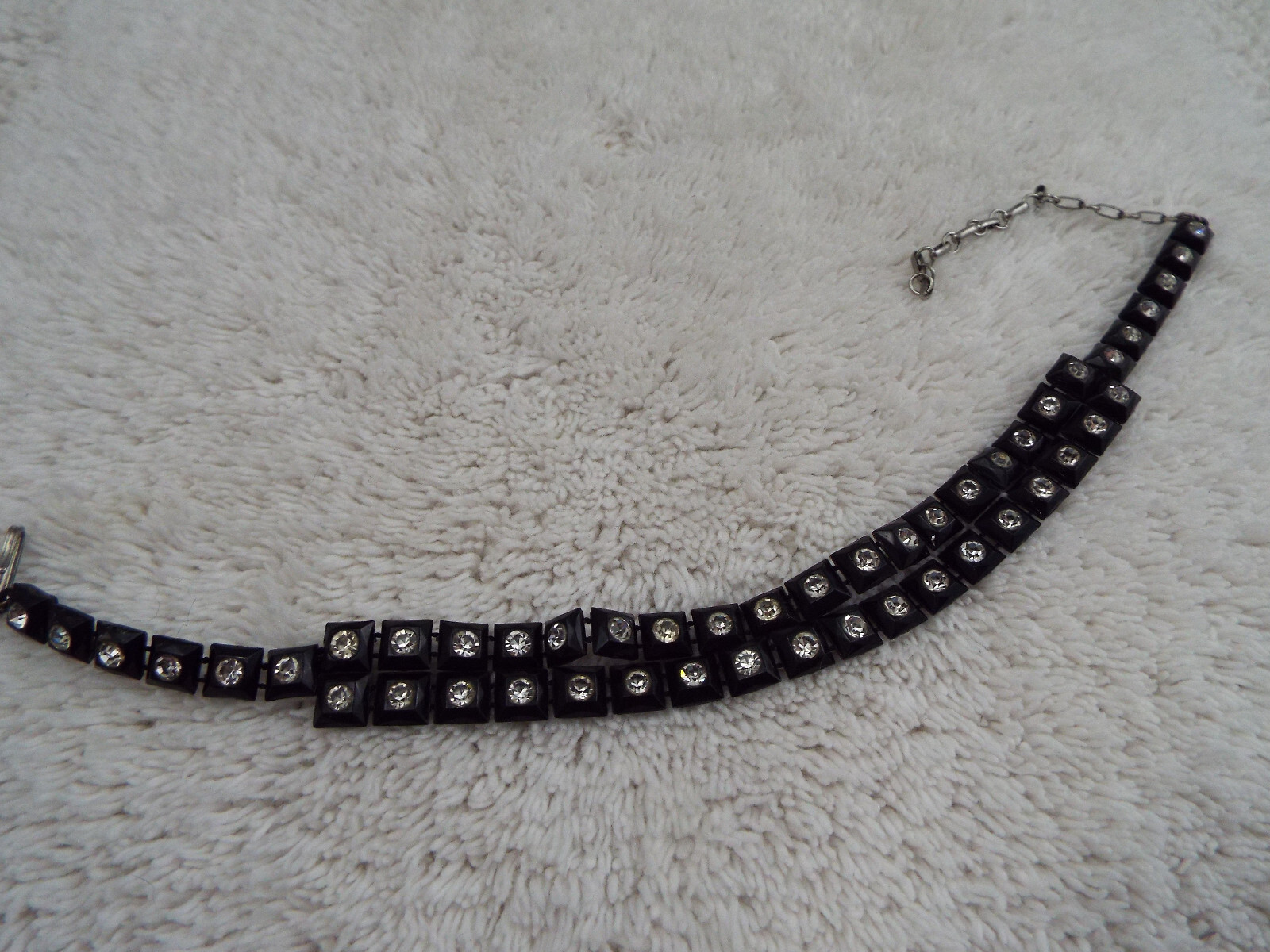 Black Acrylic Rhinestone Choker Necklace (A47)