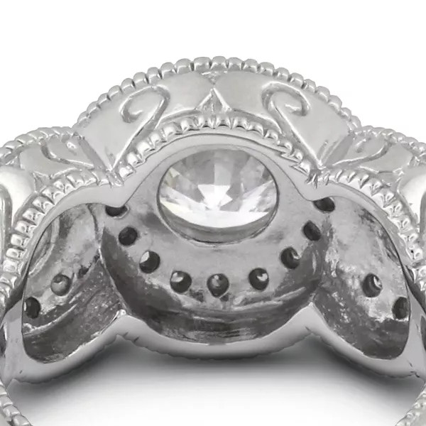 3-Stone Engagement Ring 14K Gold Vintage 2.14 CT Round Lab-Grown Diamond F VS1