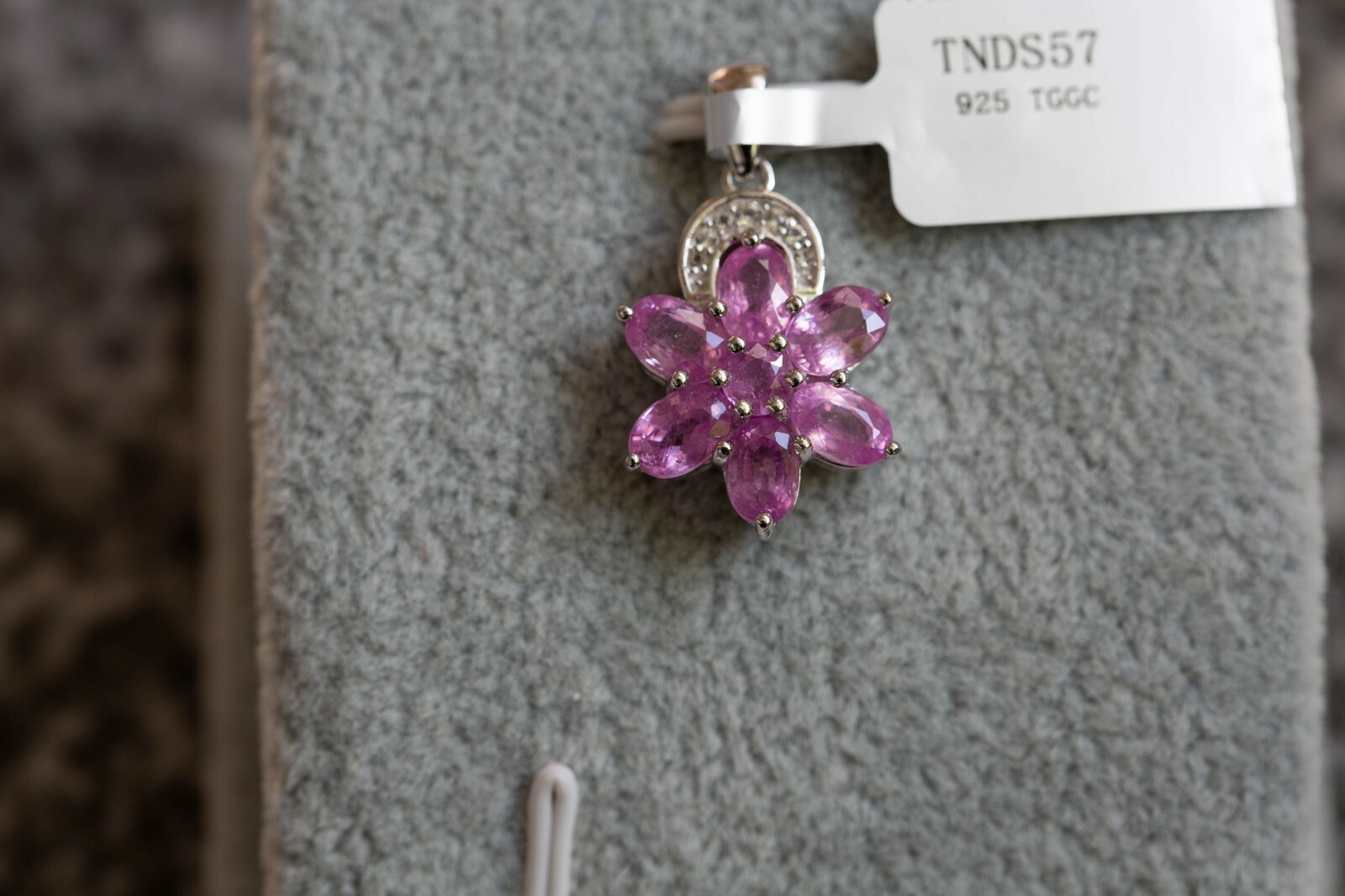 Ilakaka Hot Pink Sapphire & White Topaz Sterling Silver Pendant only