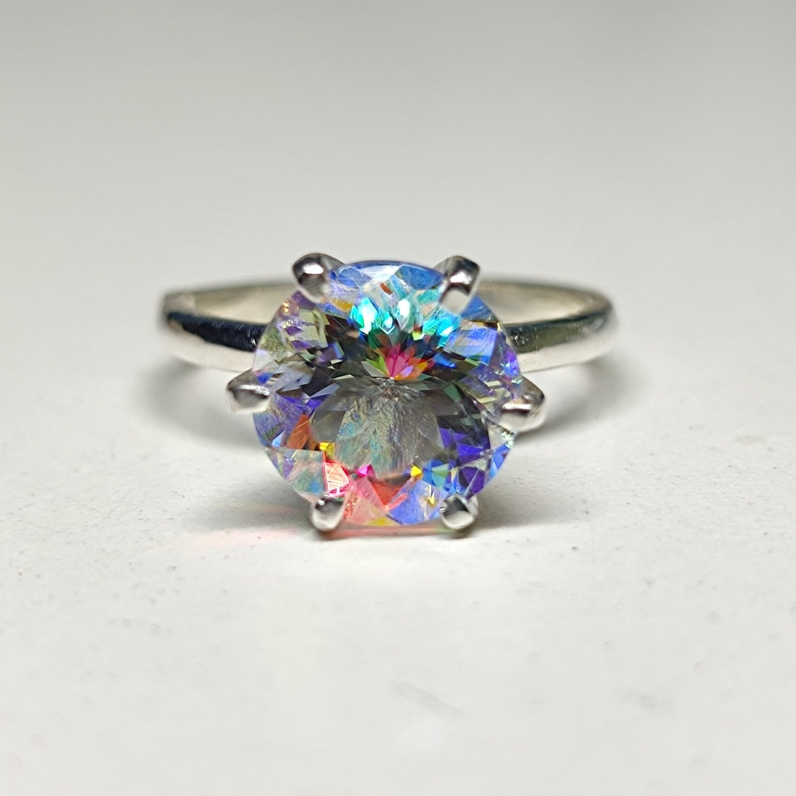 6 Ct Natural GIE Certified Bi-Color Mystic Ring 925 Silver Ring Size 7 Gemstone