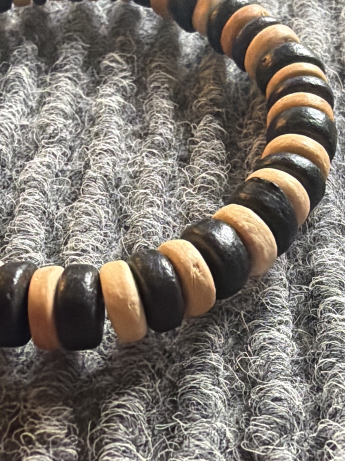 Vintage Black Cream Beaded Stretch Bracelet Retro Lokai Style Jewelry