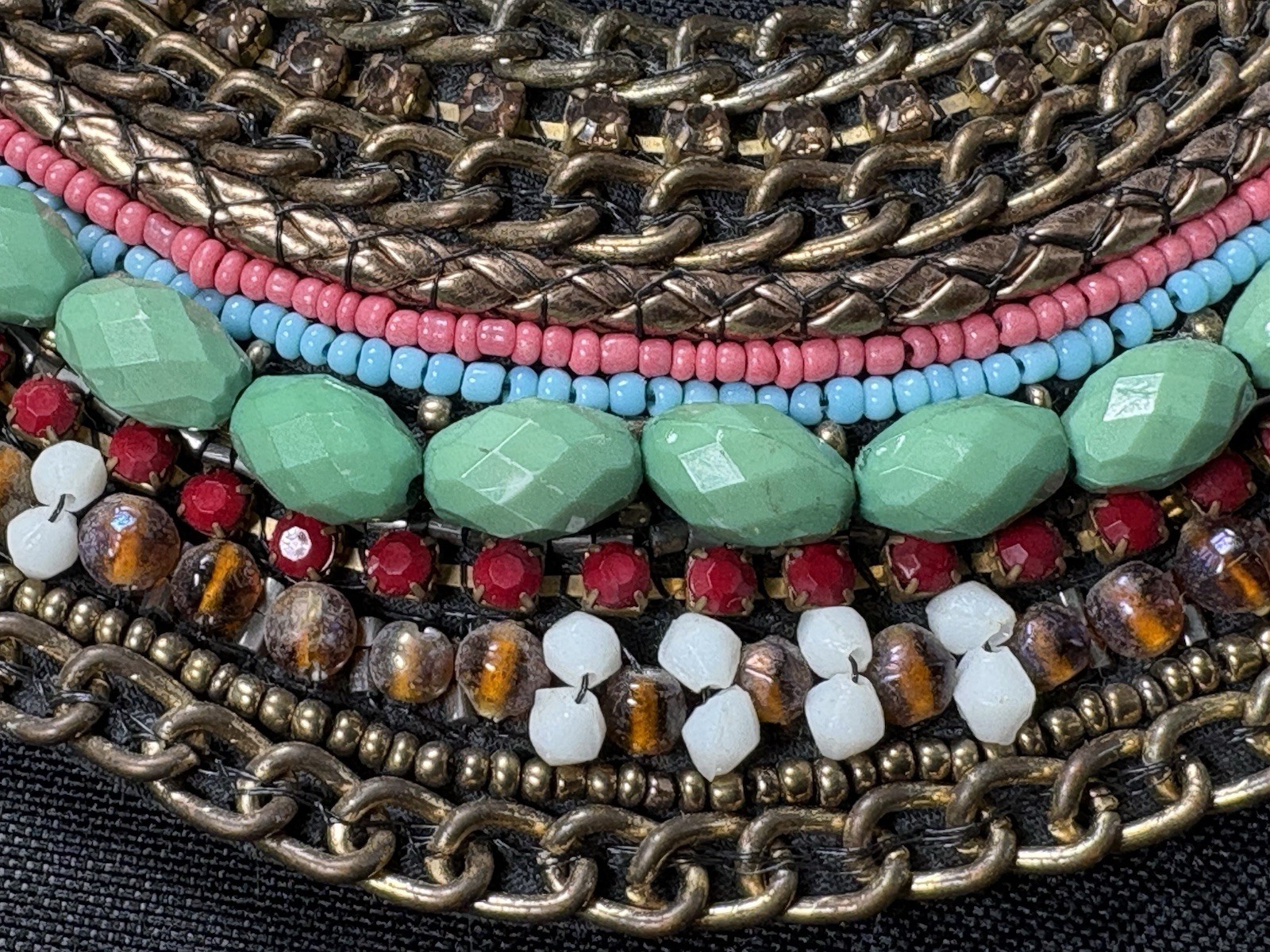 Wonderful Egyptian Cleopatra Collar Necklace Multicolor Beaded Variable Length