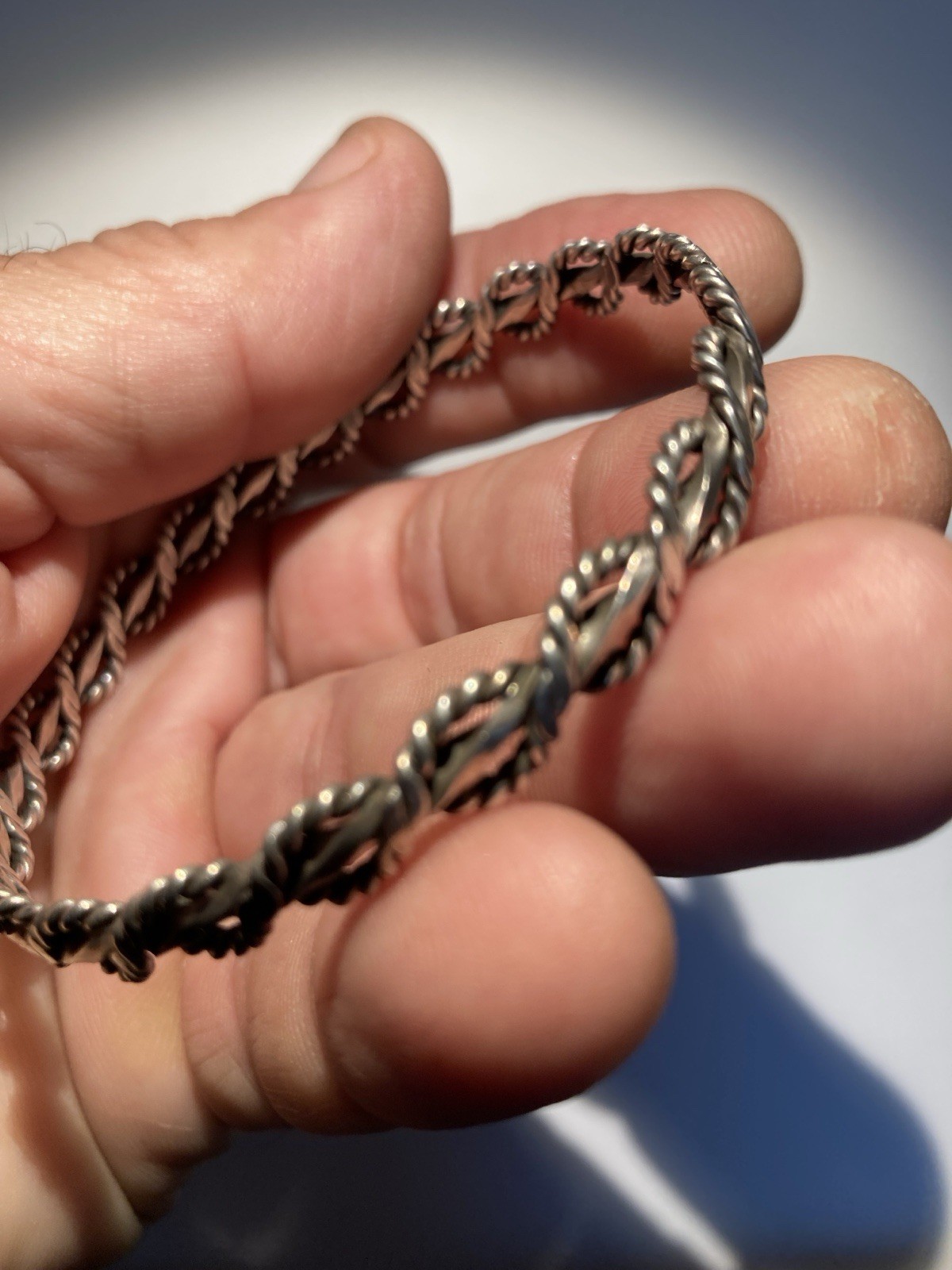 Bangle Bracelet Sterling 925 Silver Braided Rope 16 Grams 2 1/8 In Diameter m002
