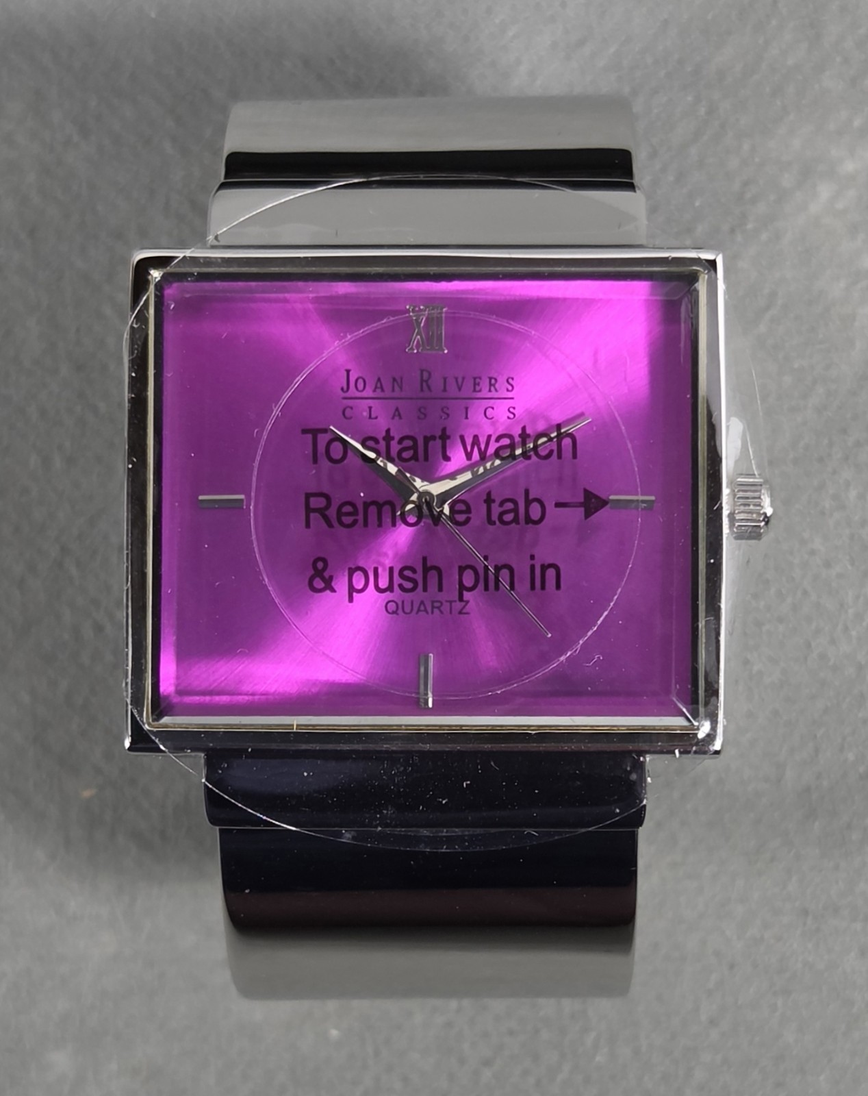 JOAN RIVERS Classic Collection PURPLE Quartz CUFF Silvertone WATCH #V377