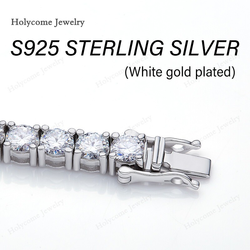 2-6.5mm D Exquisite Moissanite Tennis HipHop Bracelet S925 Silver Passes Tester！