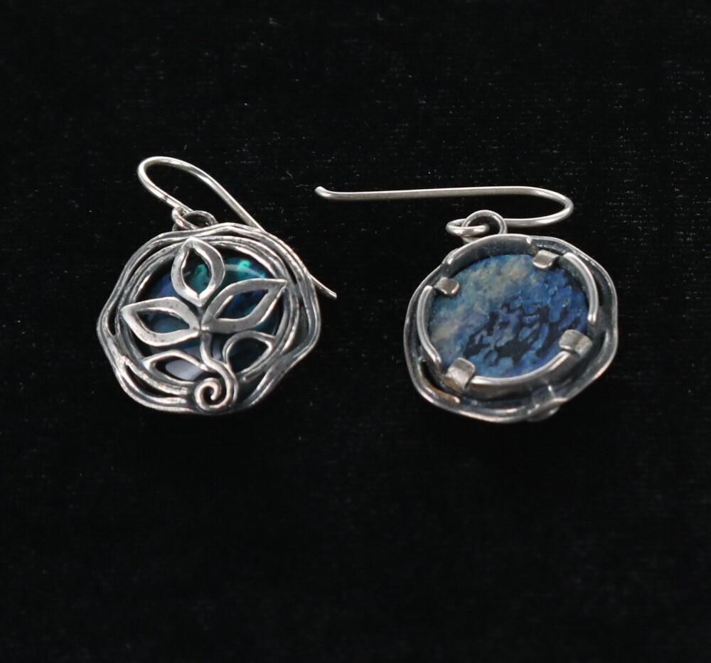 PZ Paz Creations Abolone and Silver earrings, Israel