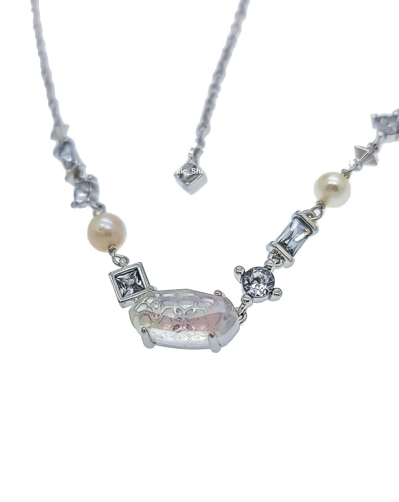 NEW Authentic KENDRA SCOTT 115 Rhodium Madelyn White Mix Strand Necklace