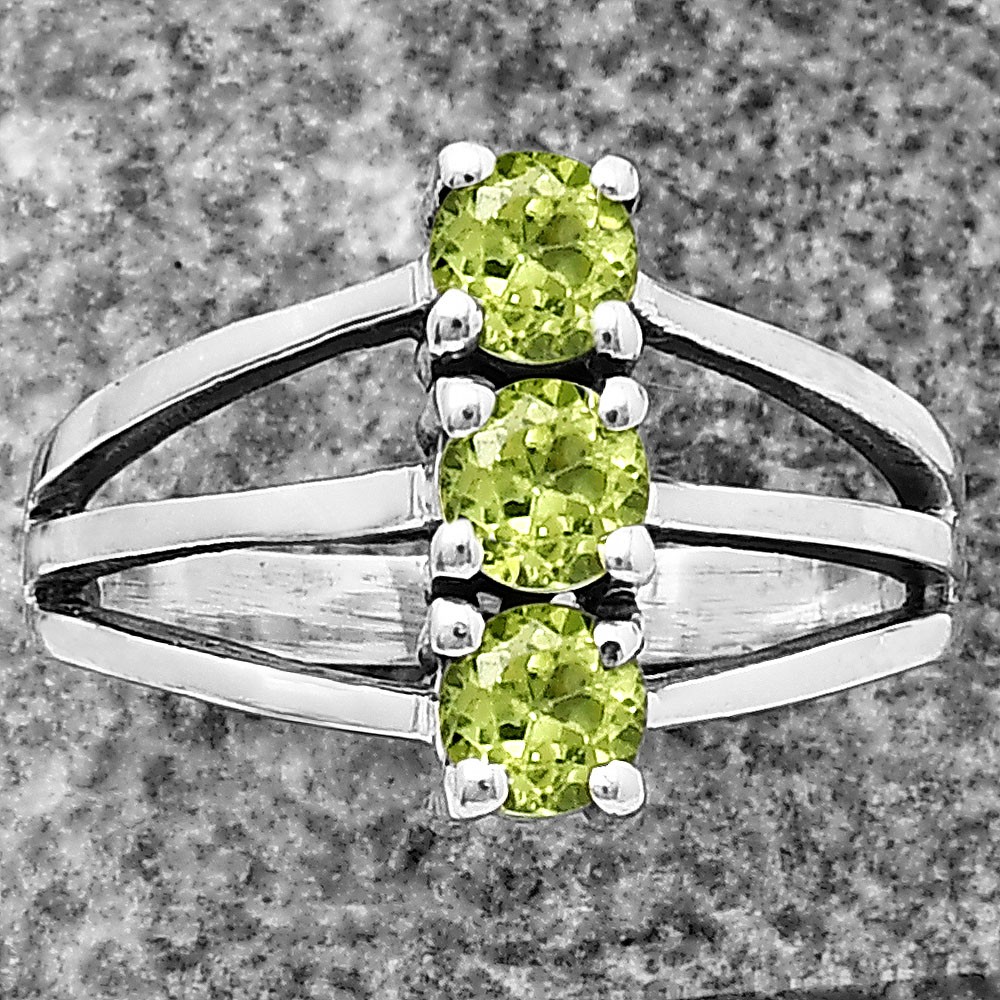 Three Stone Vertical Gemstone Ring 925 Sterling Silver Handmade Jewelry DGR1124