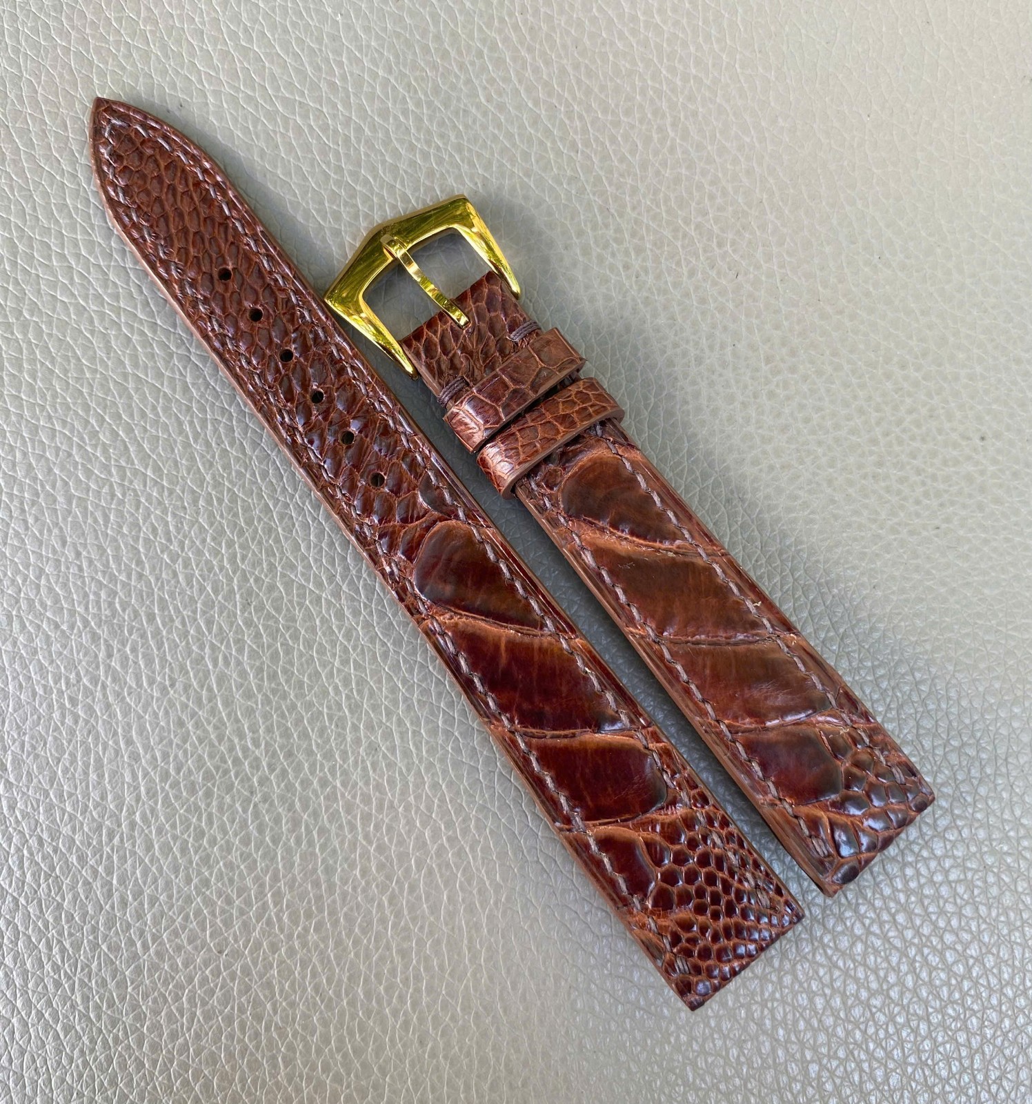 Custom Open Ended Brown Genuine Ostrich Leather Watch Strap size 14 15 16 17..26