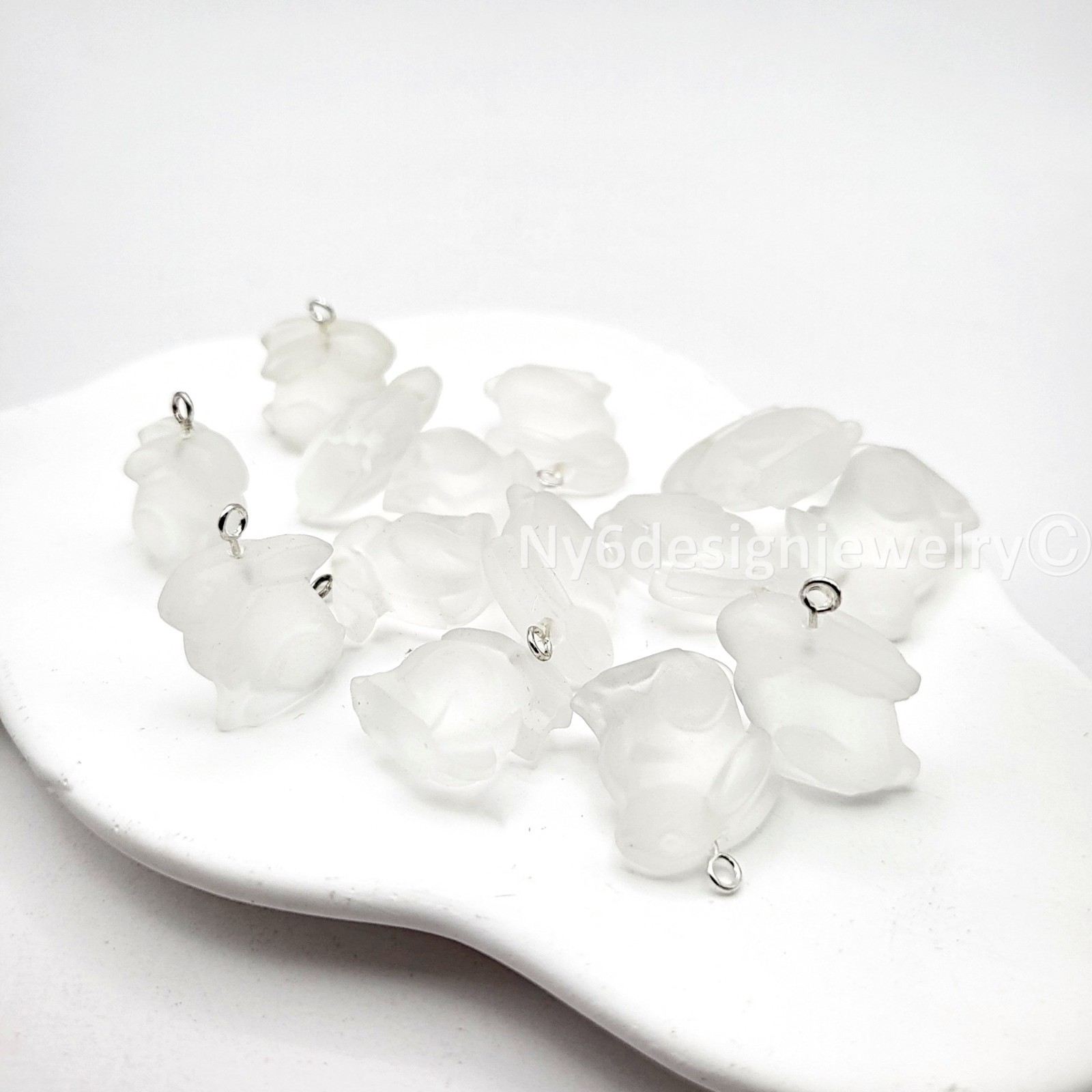 Swarovski Frosted Crystal Bunny Rabbit with Sterling Silver Ring Crystal Animal