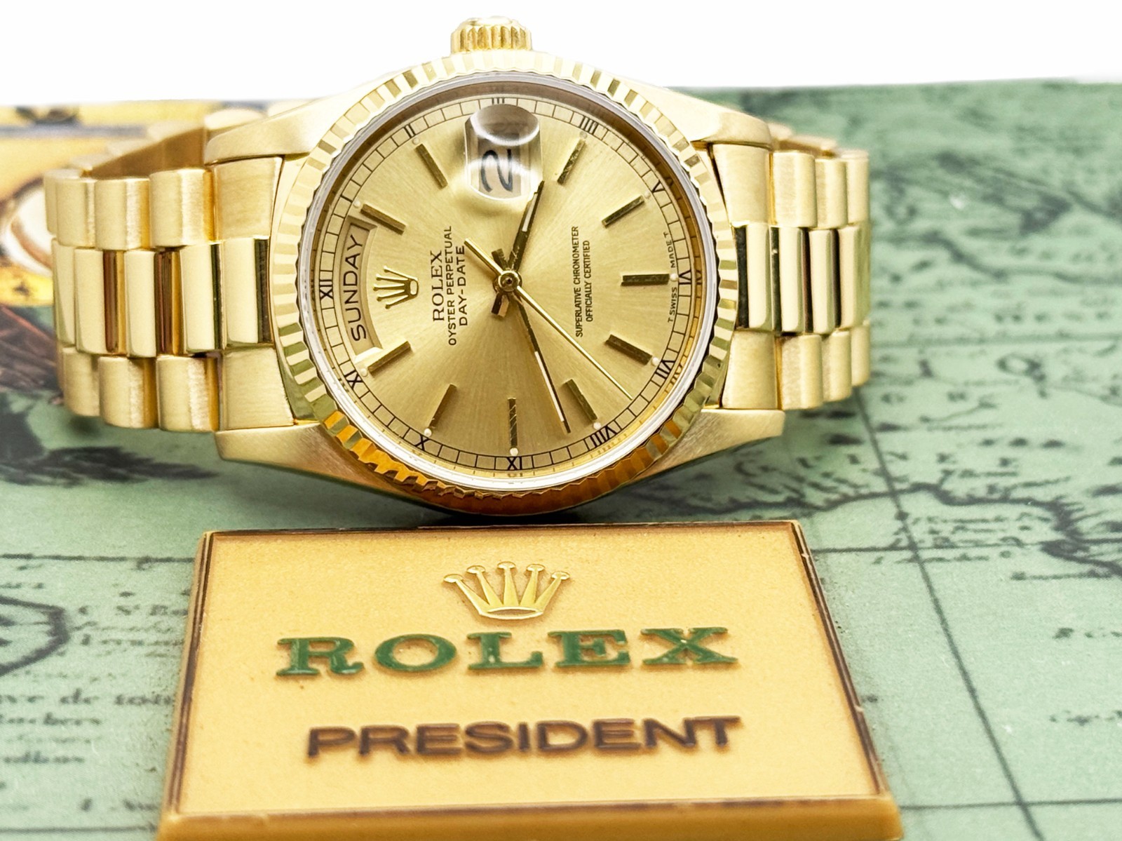 Rolex Day Date President 18038 36mm Champagne Dial 18K Yellow Gold Box Booklets