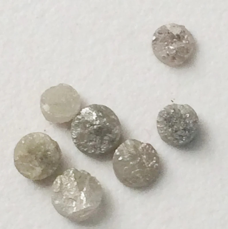 5-5.5mm, Grey White Rough Diamond Discs, Diamond Tyre, 1Pc, Diamond Studs
