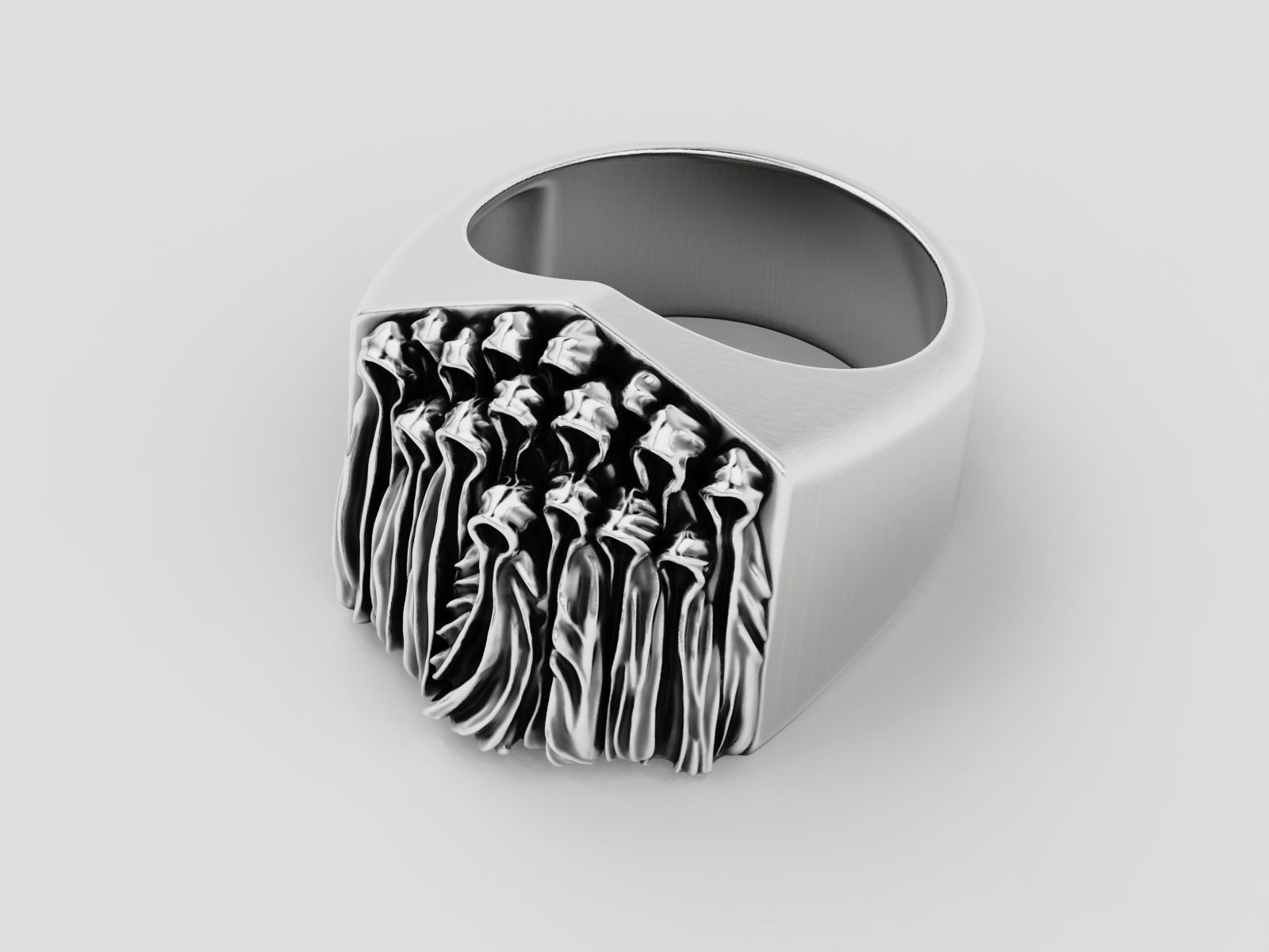 Oxidized Men’s Creepy Ghost Gothic Punk 925 Sterling Silver Statement Rings