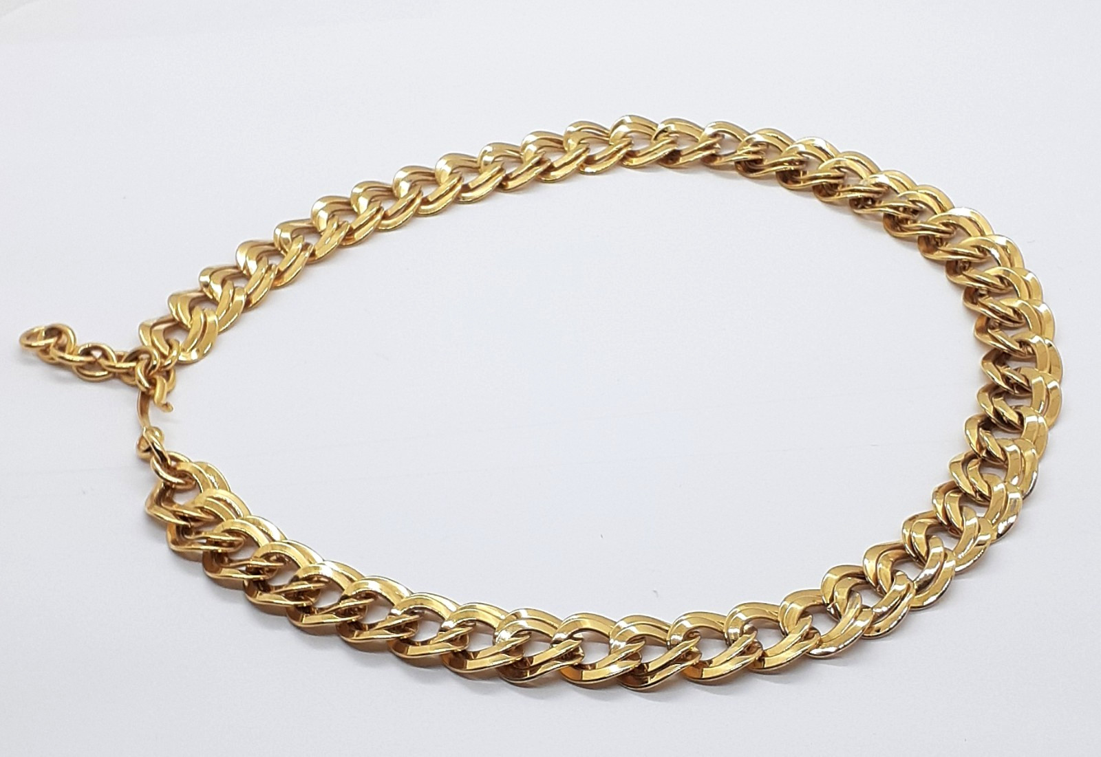 Vintage Monet Necklace Bold Double Curb Link Chain Gold Tone Signed 21”