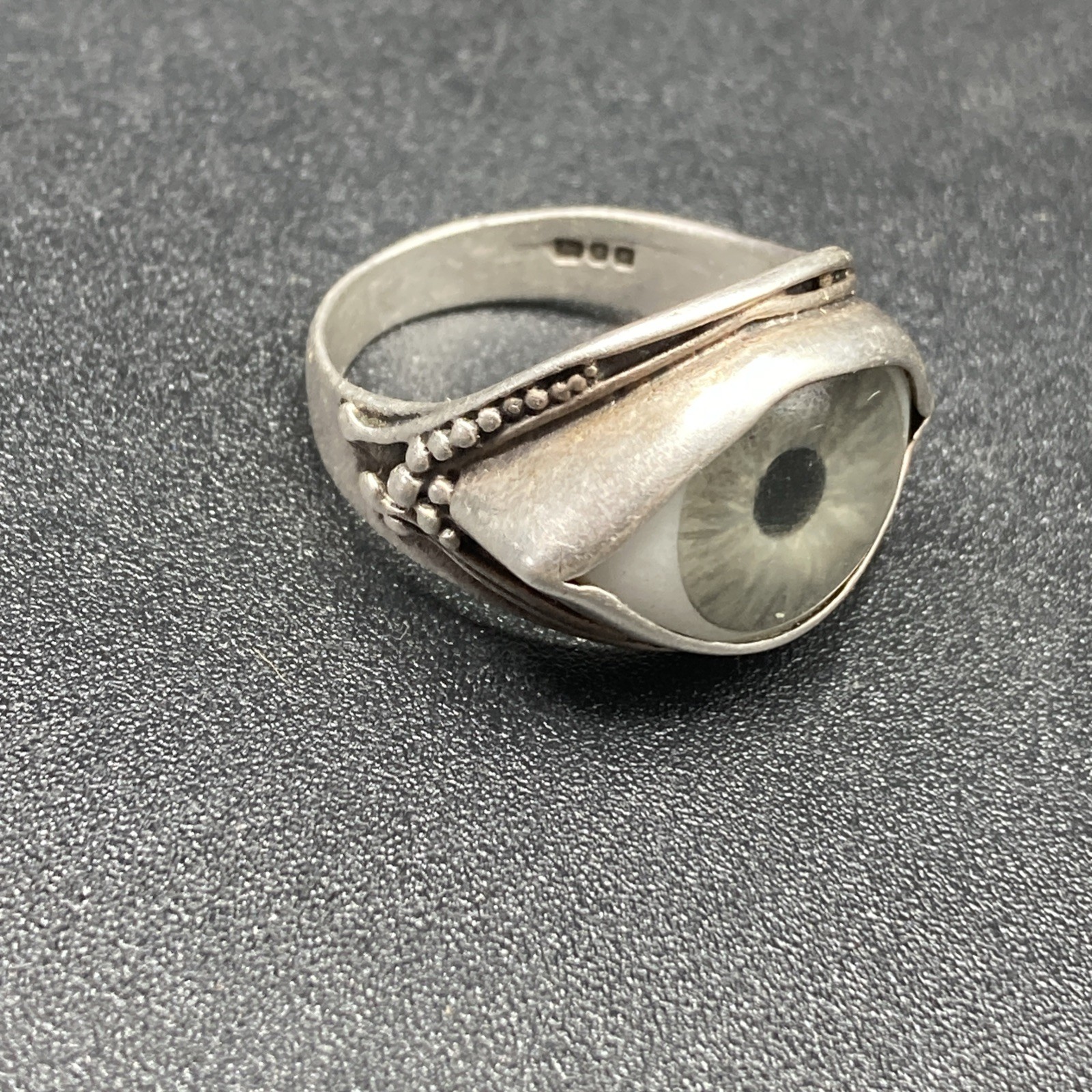 Vintage Sterling Silver 925 Eyeball Ring 7g SZ 9.5 – 1986 Made In London