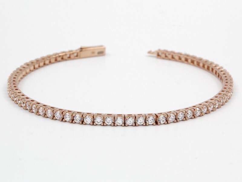 Bracciali Tennis Zirconi Bianchi Base Argento Rosè Idea Regalo Varie Misure