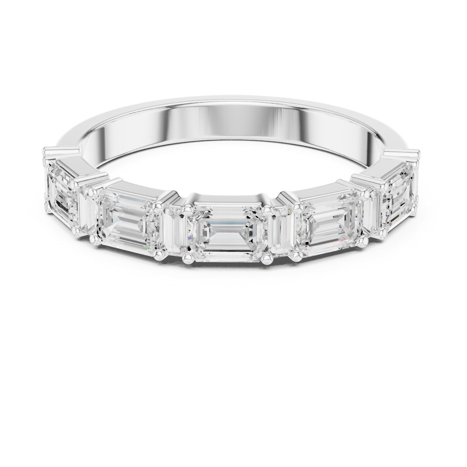 0.85 CT Emerald & Baguette Lab Grown Diamond Modern Wedding Band