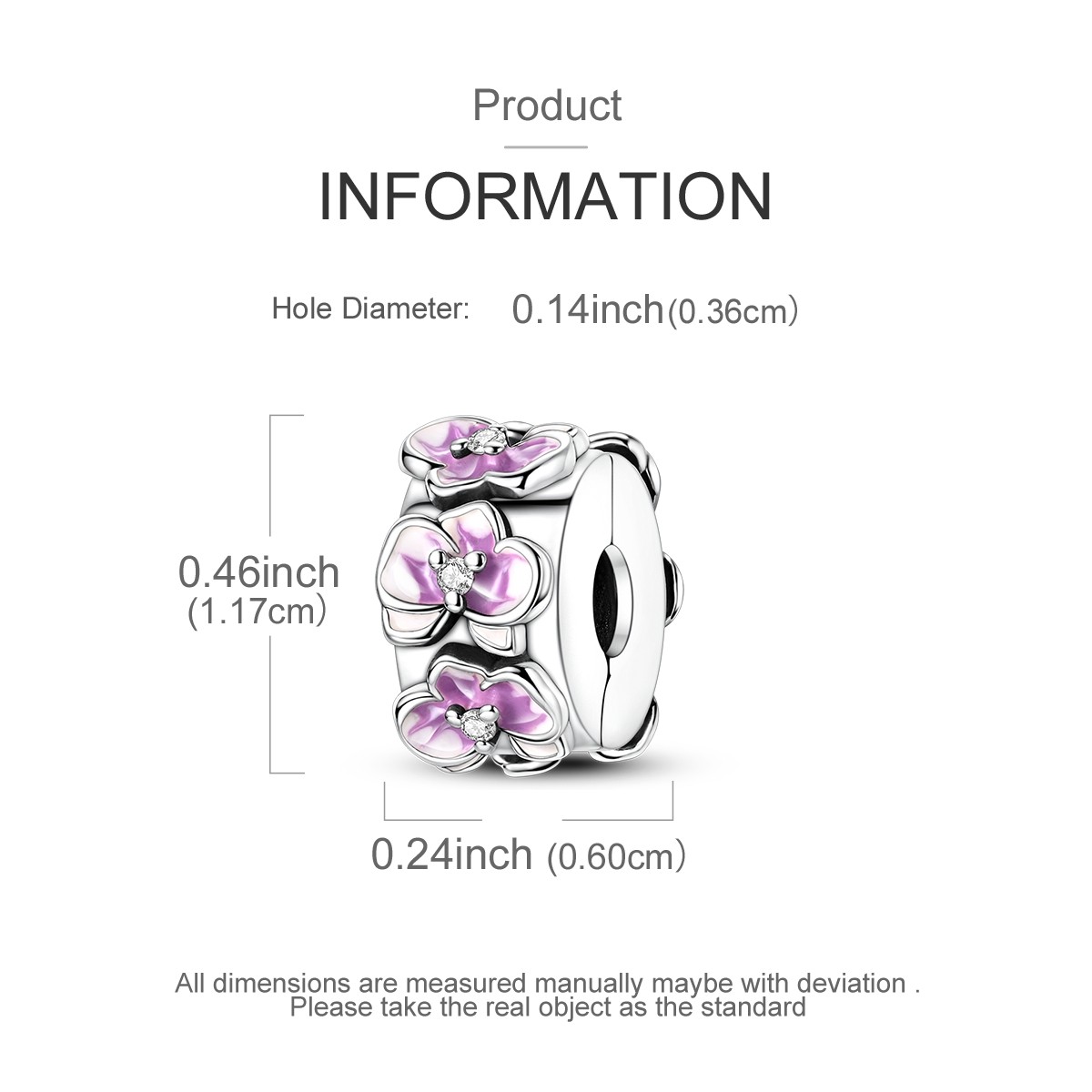 MULA 925 Sterling Silver DIY Charm CZ Butterfly Orchid Clip for Women Bracelet