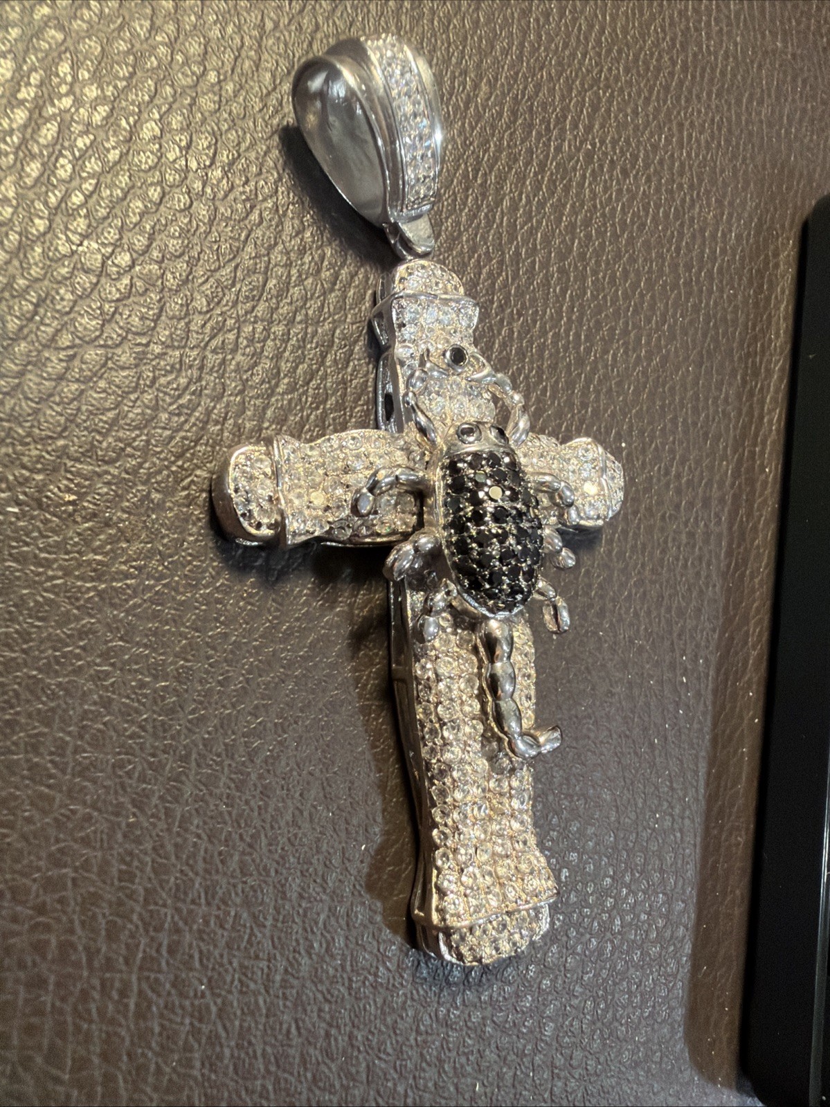 Beautiful 925 Sterling Silver large Zirconia Cross pendant 3.3/4 x 2, 7/8 inches