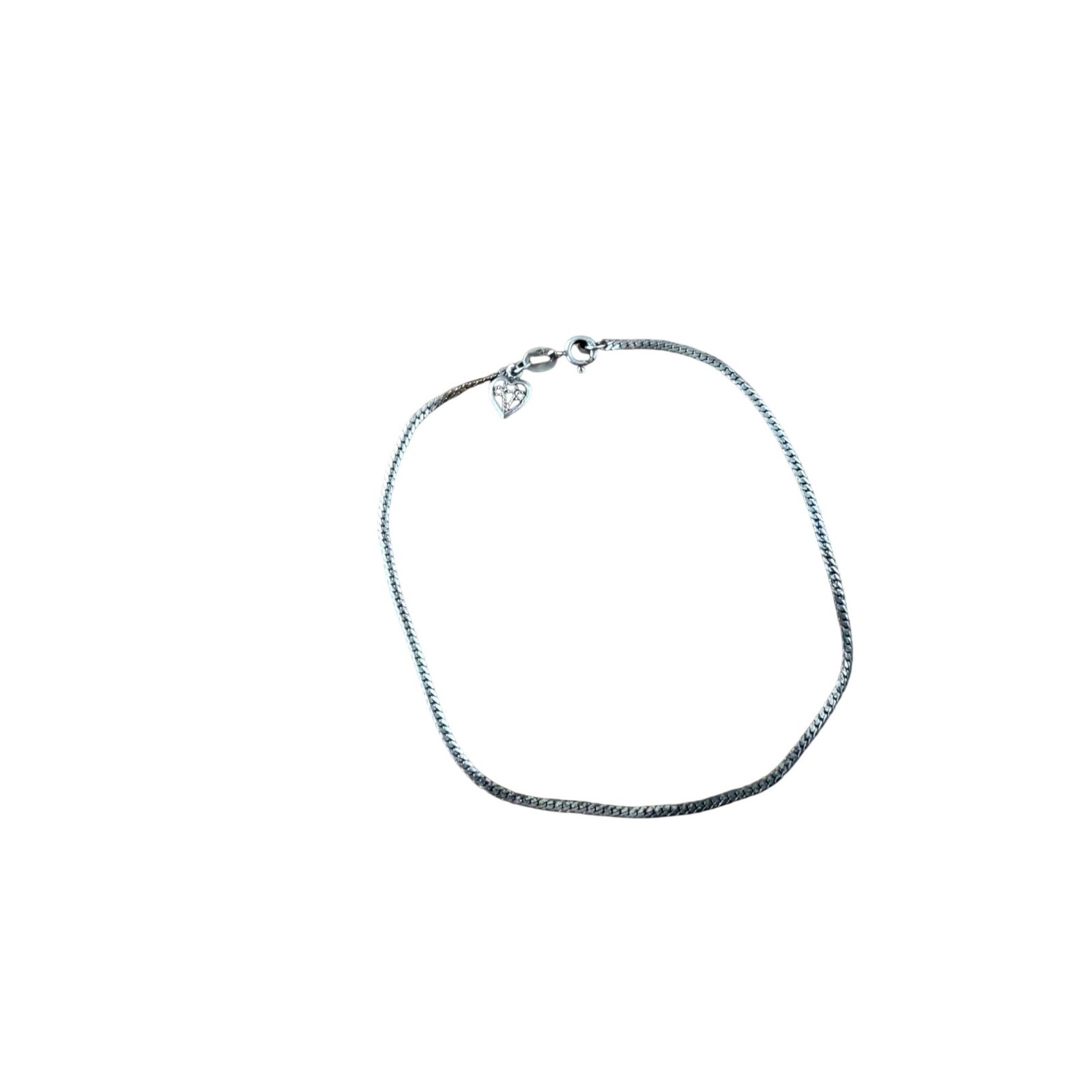 Sterling Silver Ankle Bracelet With Heart Charm 925 Anklet 10 Inches