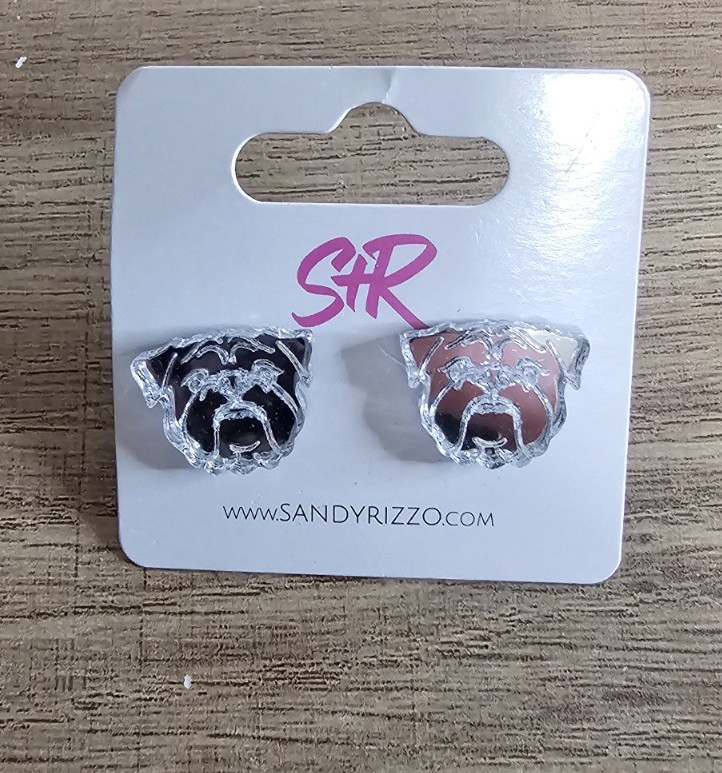 Sandy Rizzo Bulldog Silver Stud Earrings College Team NEW